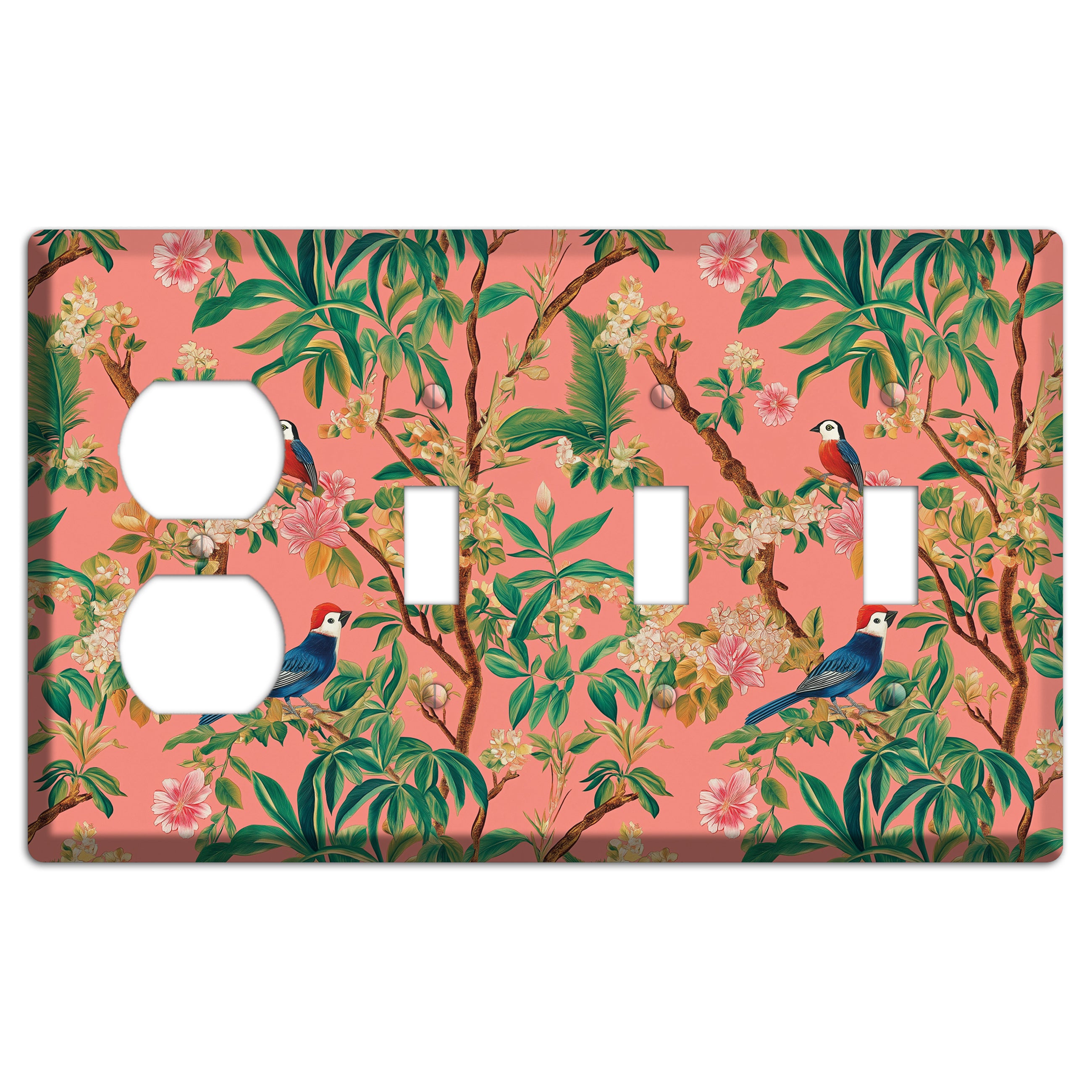 Coral Garden Reverie Duplex / 3 Toggle Wallplate