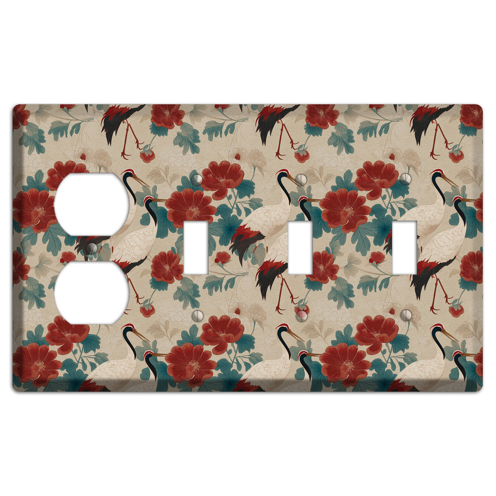 Rust Peony Passage Duplex / 3 Toggle Wallplate