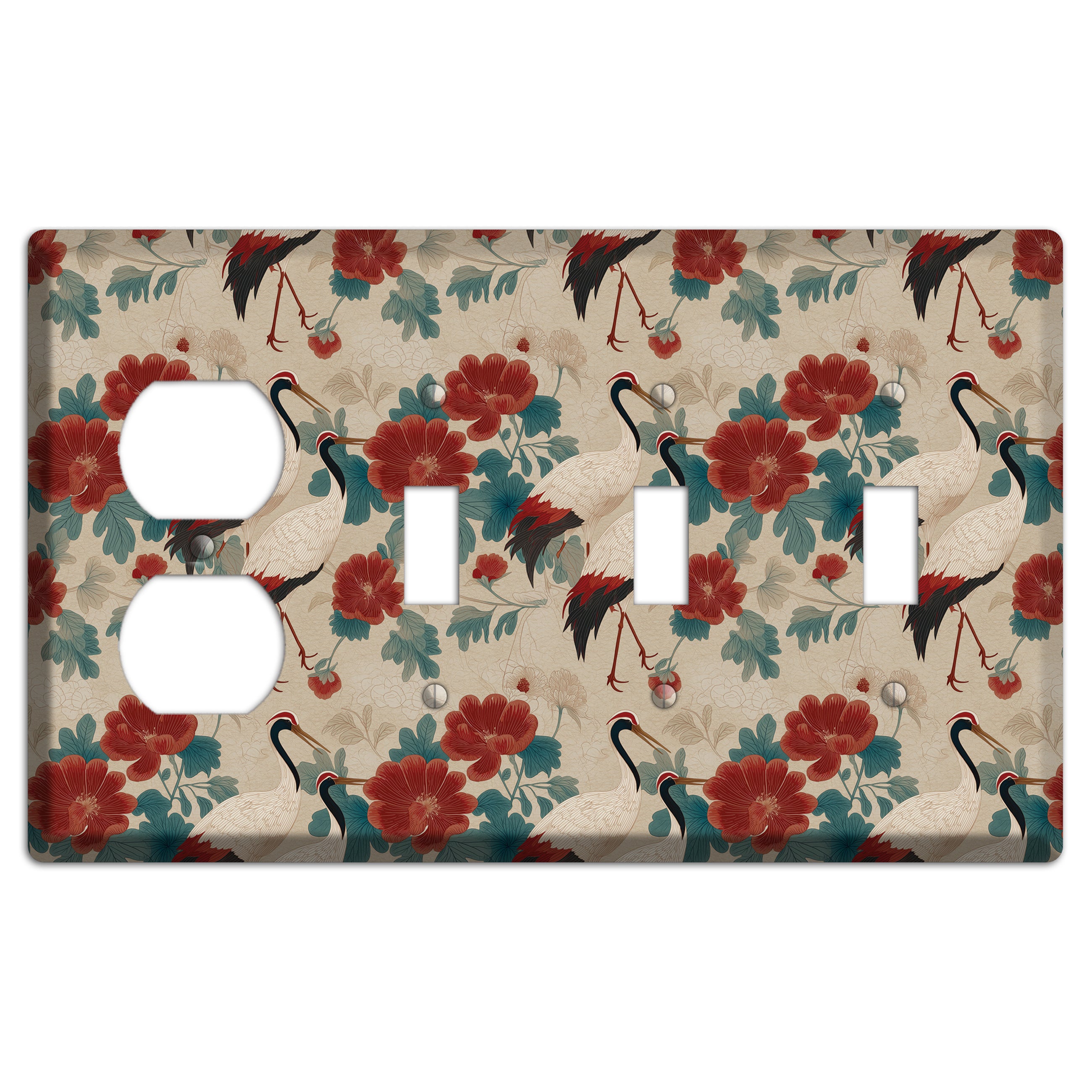 Rust Peony Passage Duplex / 3 Toggle Wallplate