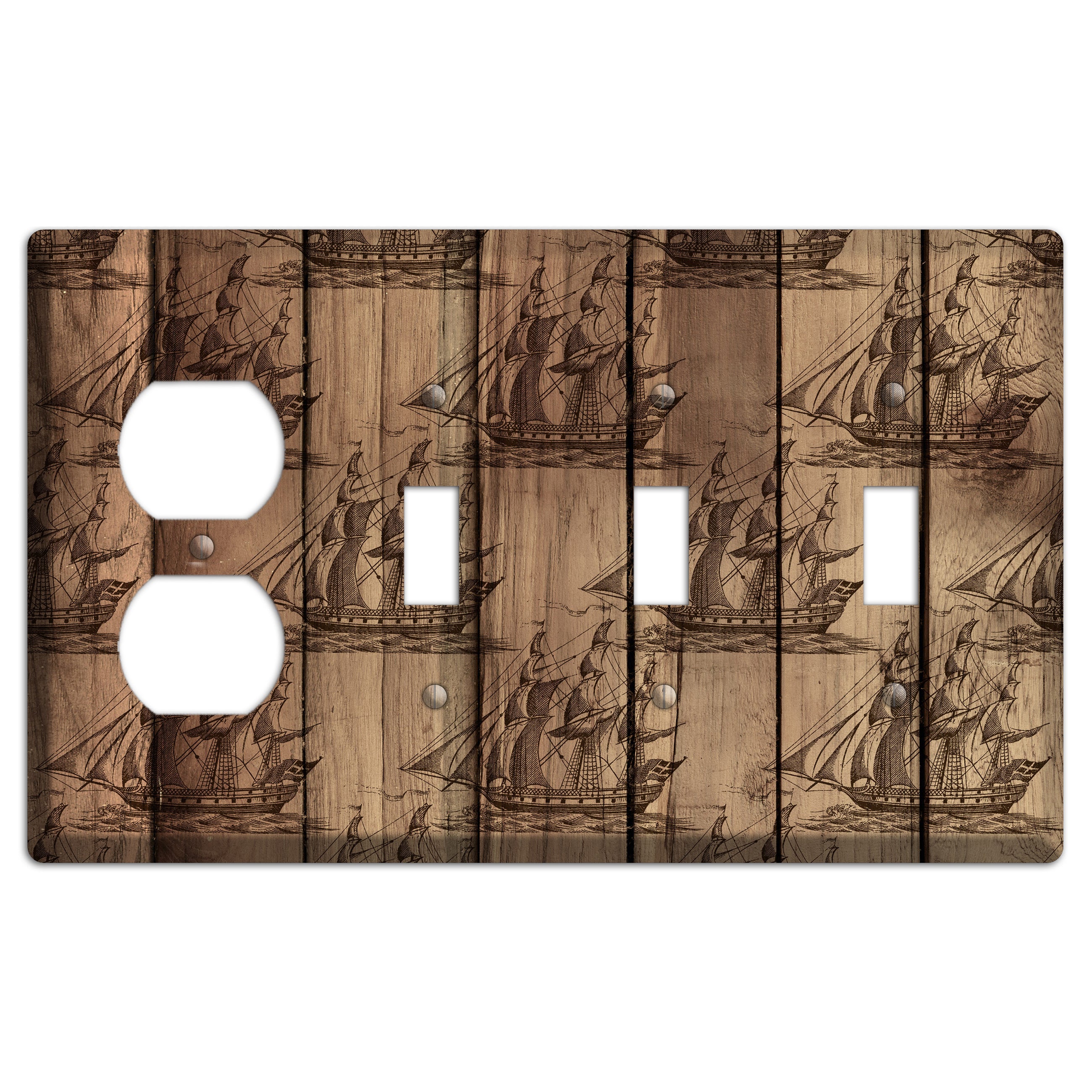 Tall Ships & Timber Duplex / 3 Toggle Wallplate