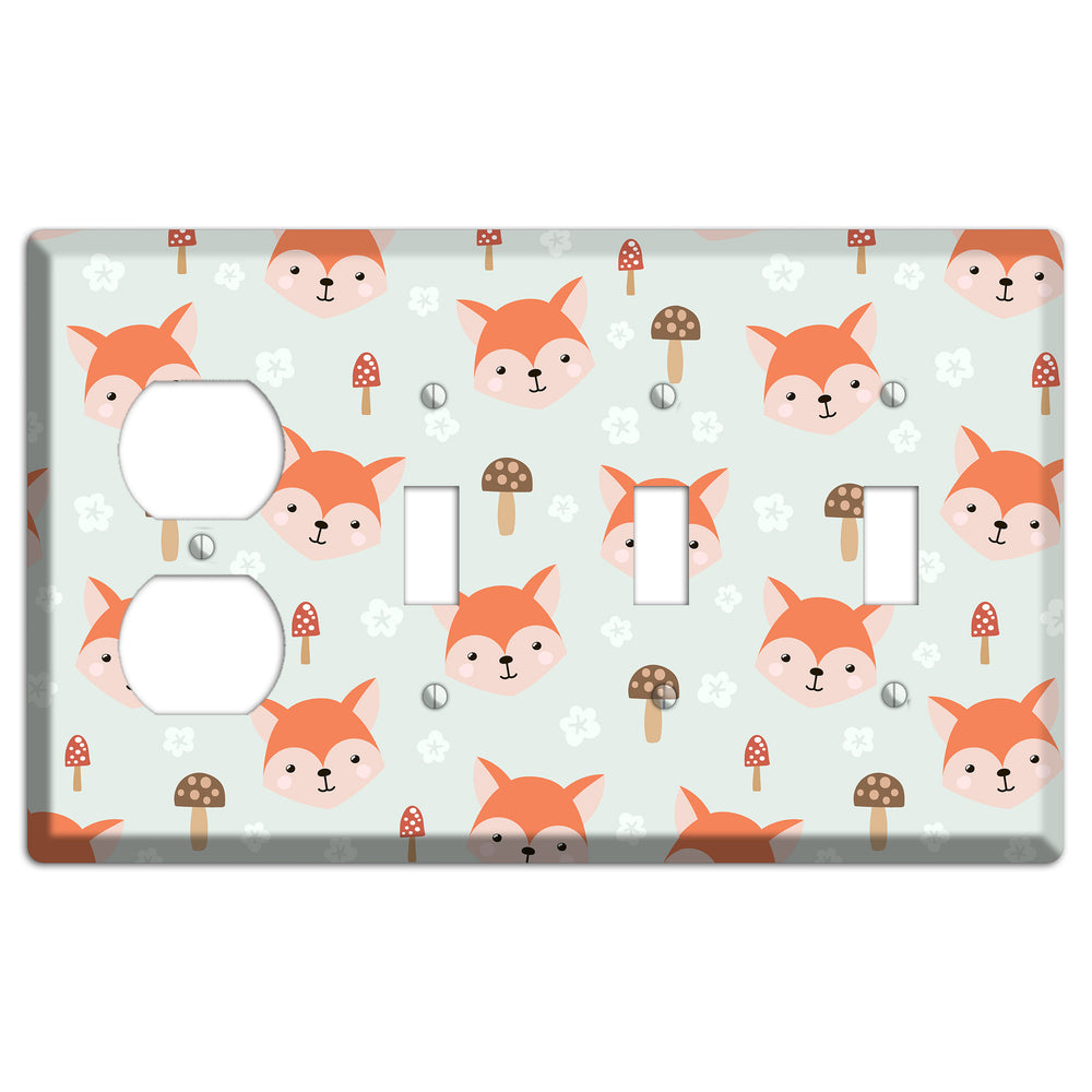 Fox & Fungi Friends Duplex / 3 Toggle Wallplate
