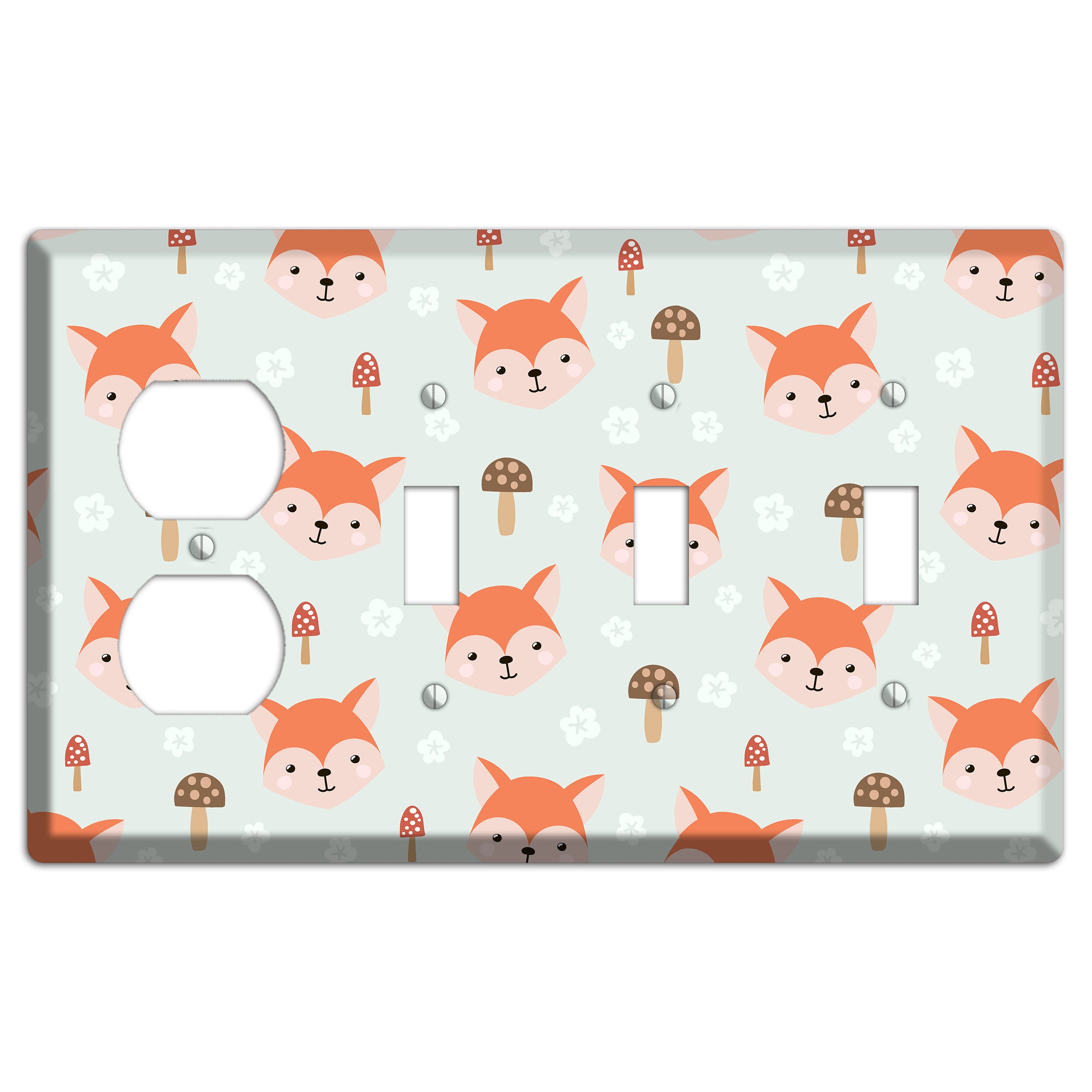 Fox & Fungi Friends Duplex / 3 Toggle Wallplate