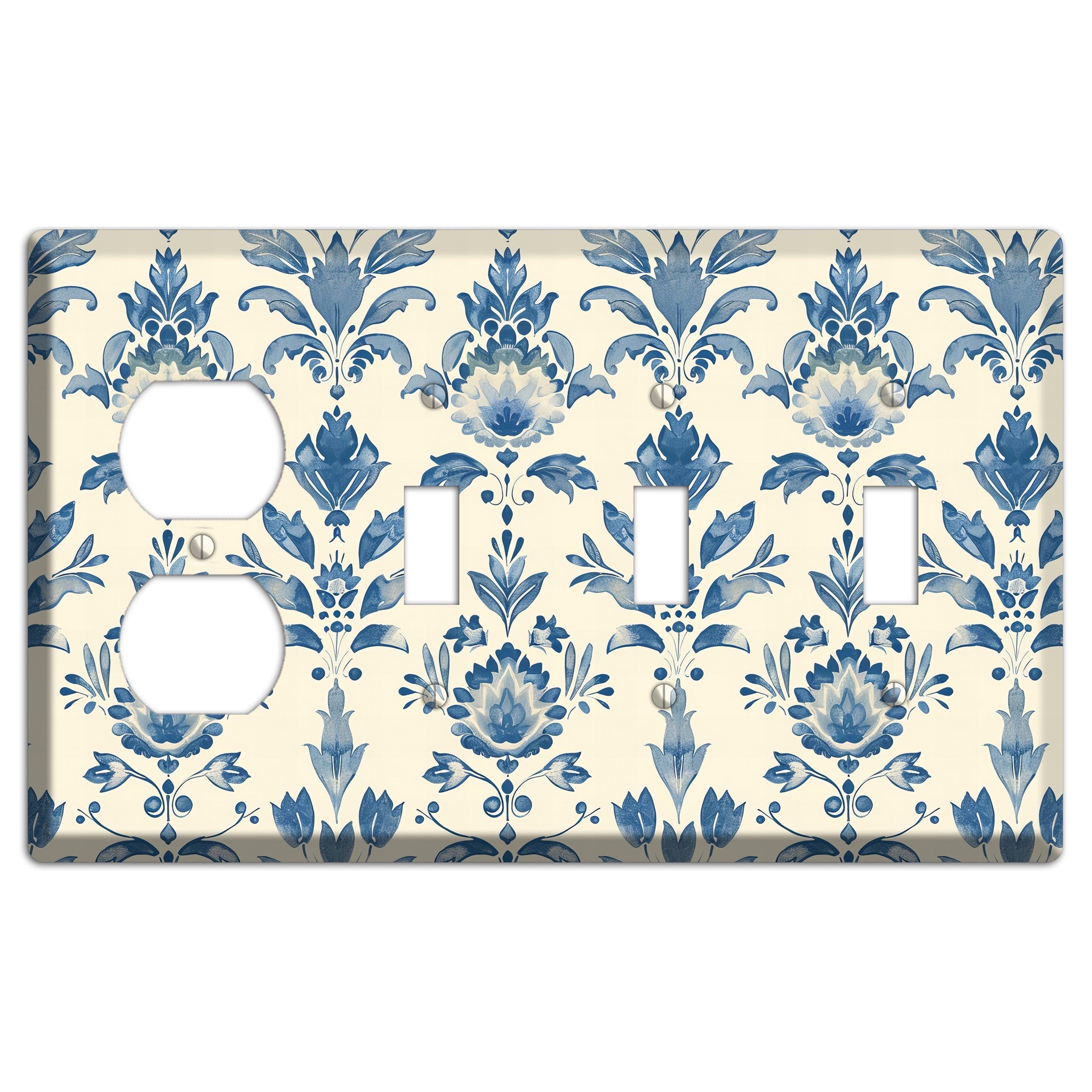 Bloom & Indigo Duplex / 3 Toggle Wallplate
