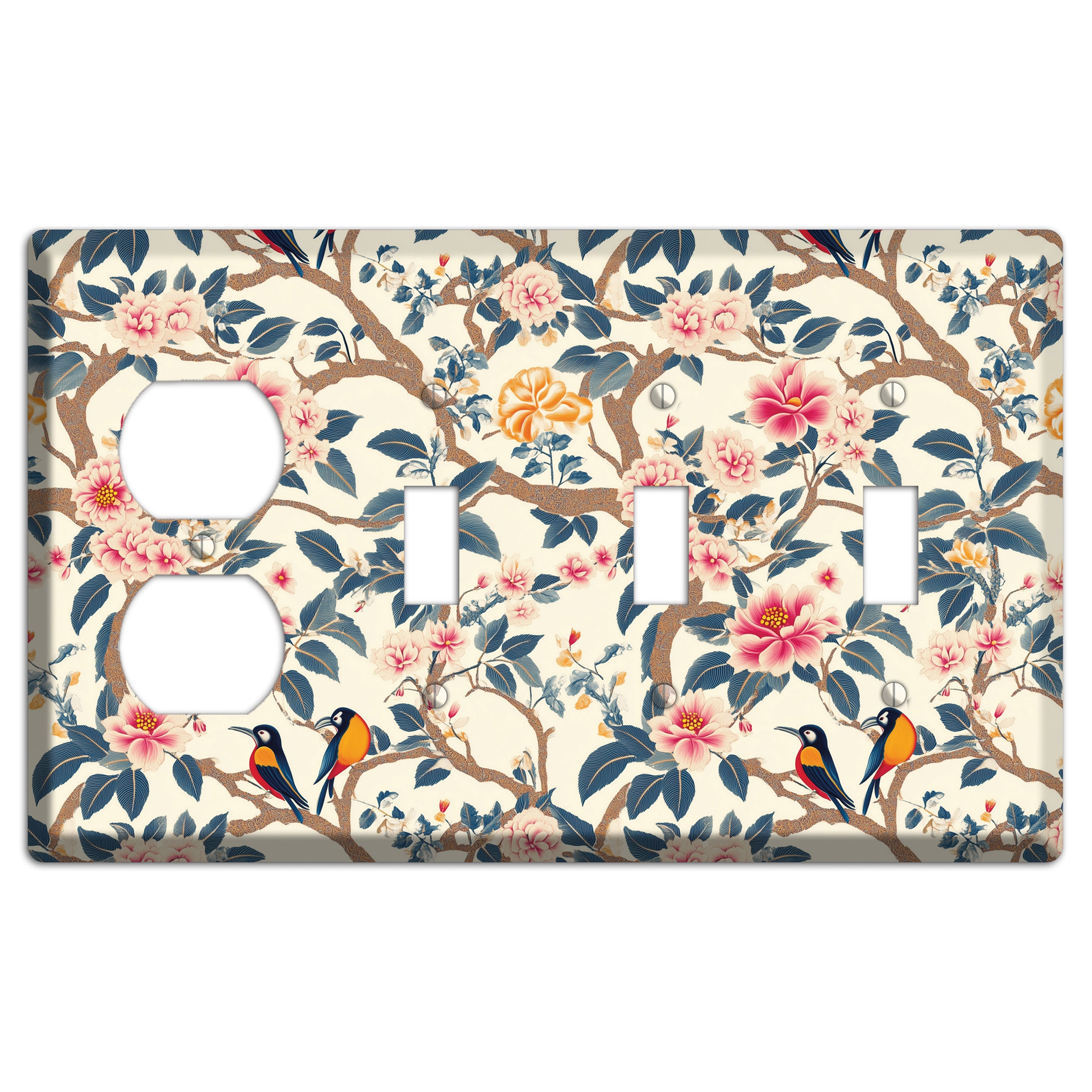 Blossom & Wing Duplex / 3 Toggle Wallplate