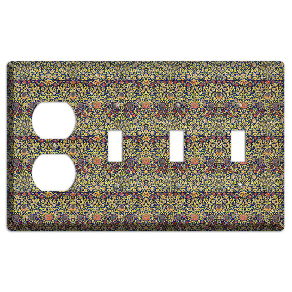 Orchard Garden Stripe Duplex / 3 Toggle Wallplate