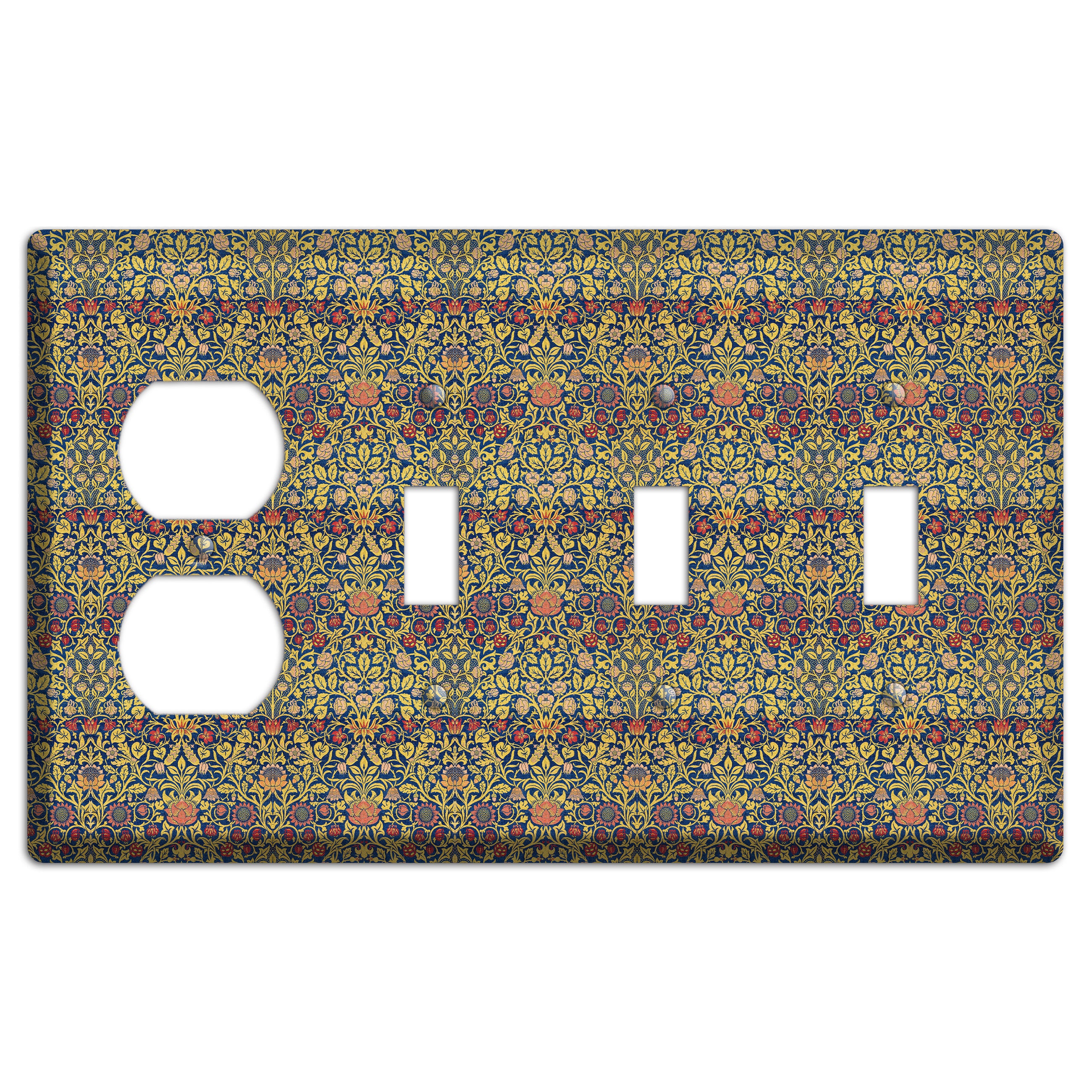 Orchard Garden Stripe Duplex / 3 Toggle Wallplate