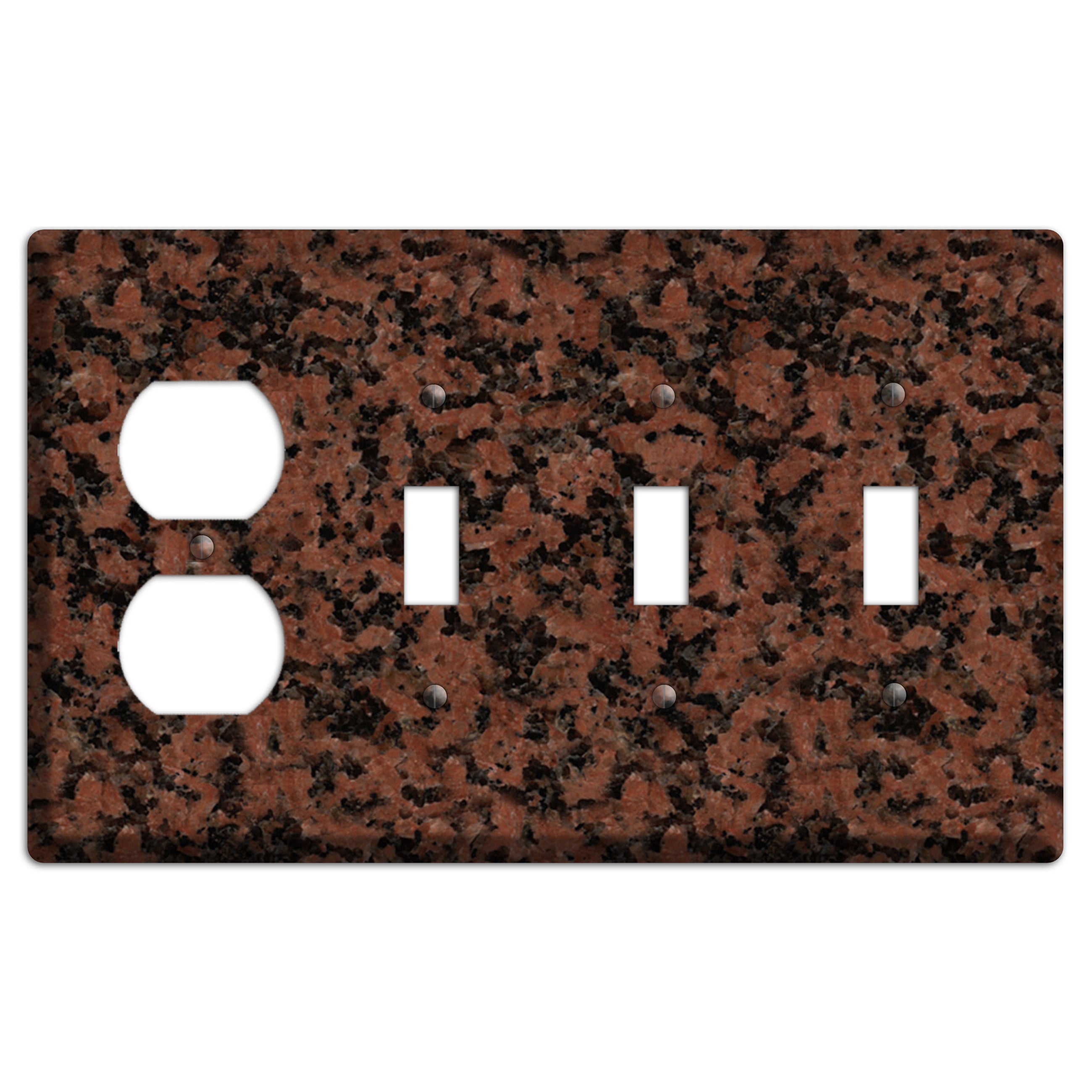New Imperial Red Granite Duplex / 3 Toggle Wallplate