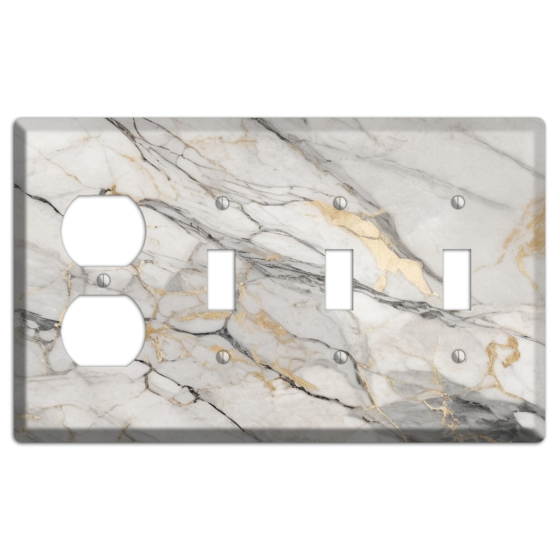 Roman Coffee Marble Duplex / 3 Toggle Wallplate