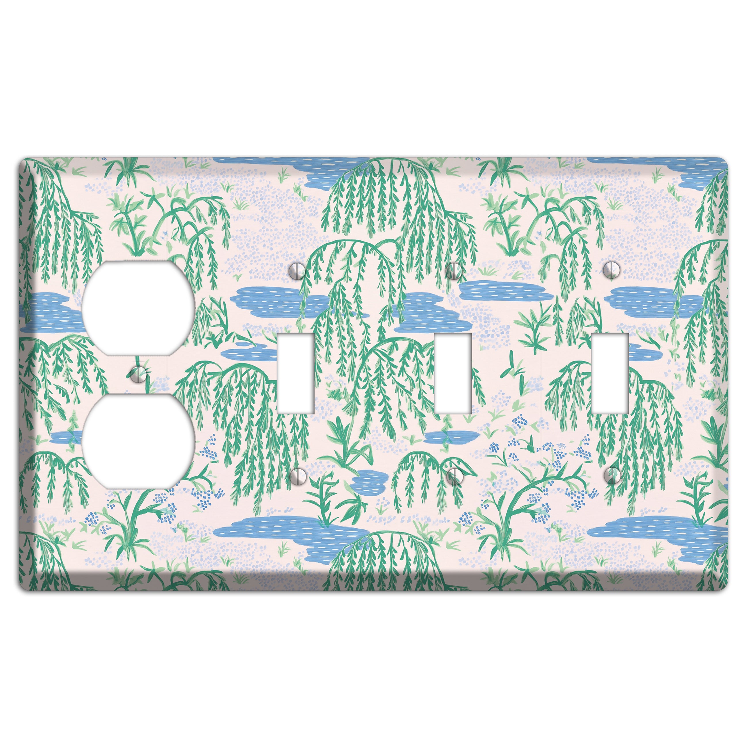 Willow & Still Water Duplex / 3 Toggle Wallplate