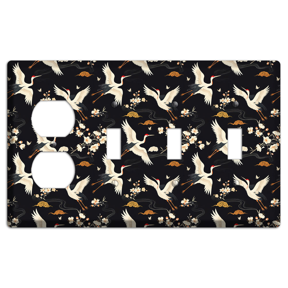 Obsidian Crane Nocturne Duplex / 3 Toggle Wallplate