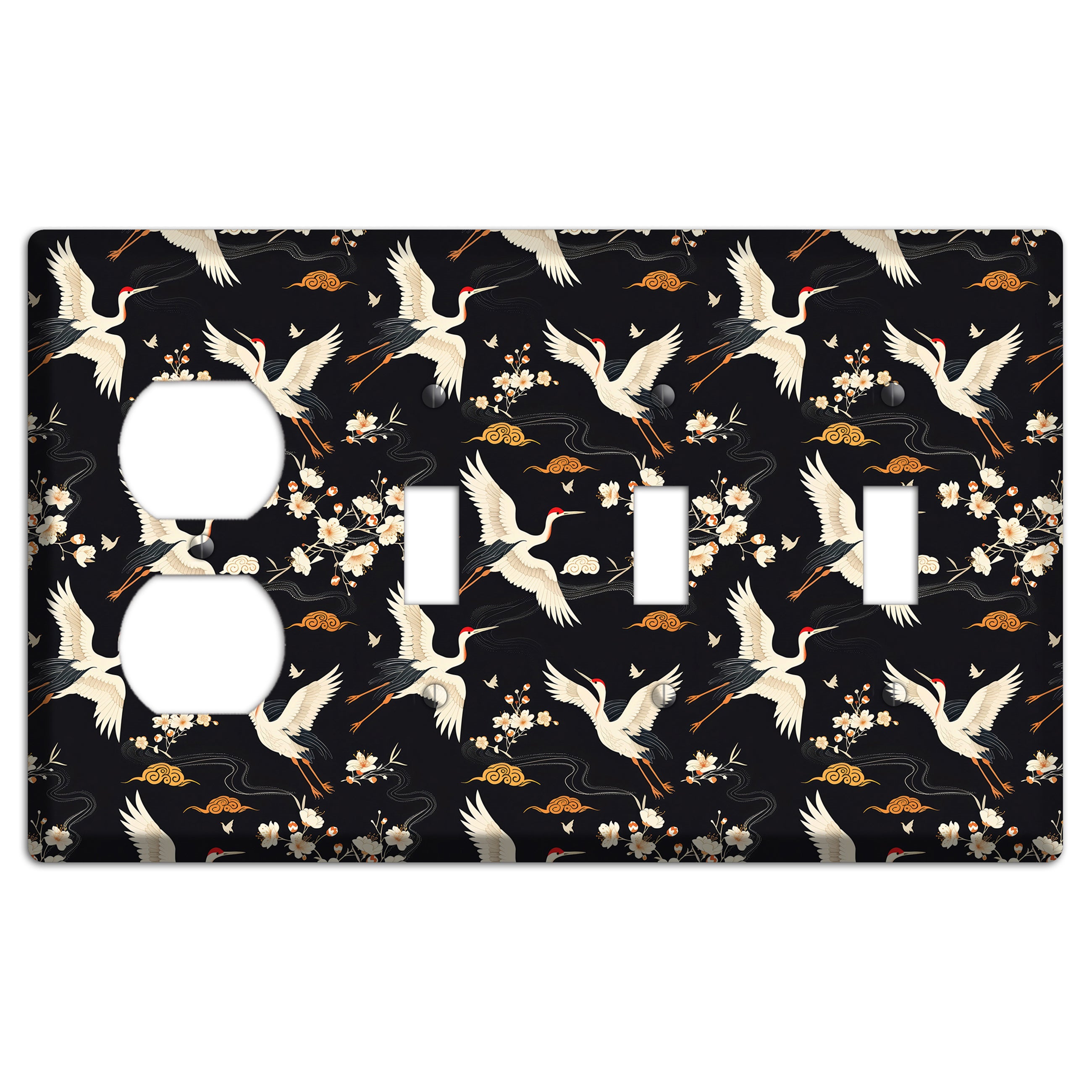 Obsidian Crane Nocturne Duplex / 3 Toggle Wallplate