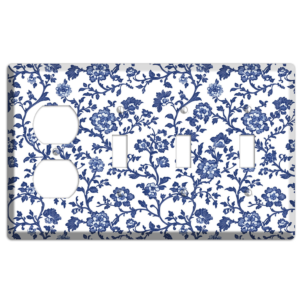 Porcelain Vine Reverie Duplex / 3 Toggle Wallplate