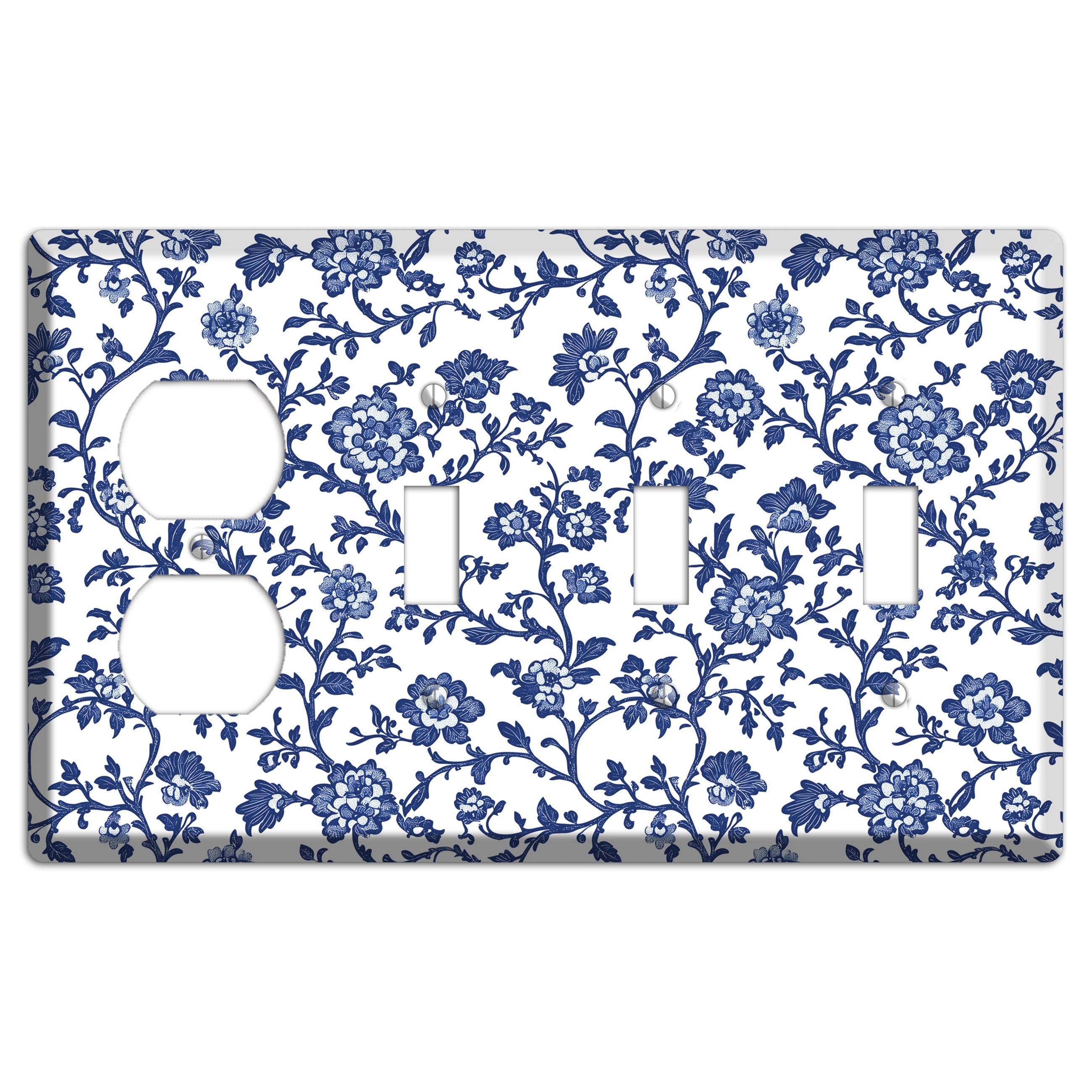 Porcelain Vine Reverie Duplex / 3 Toggle Wallplate