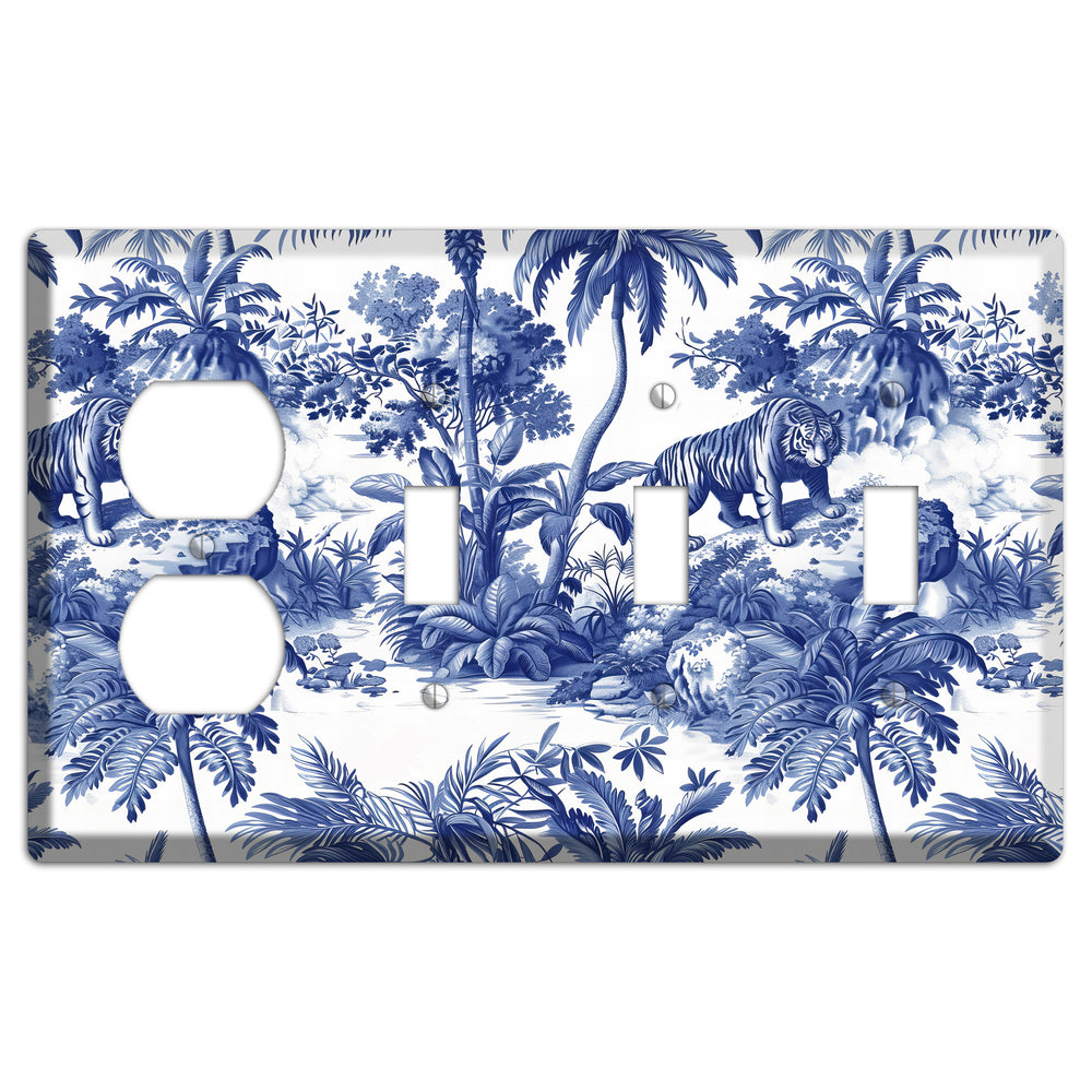Bengal & Palm Duplex / 3 Toggle Wallplate