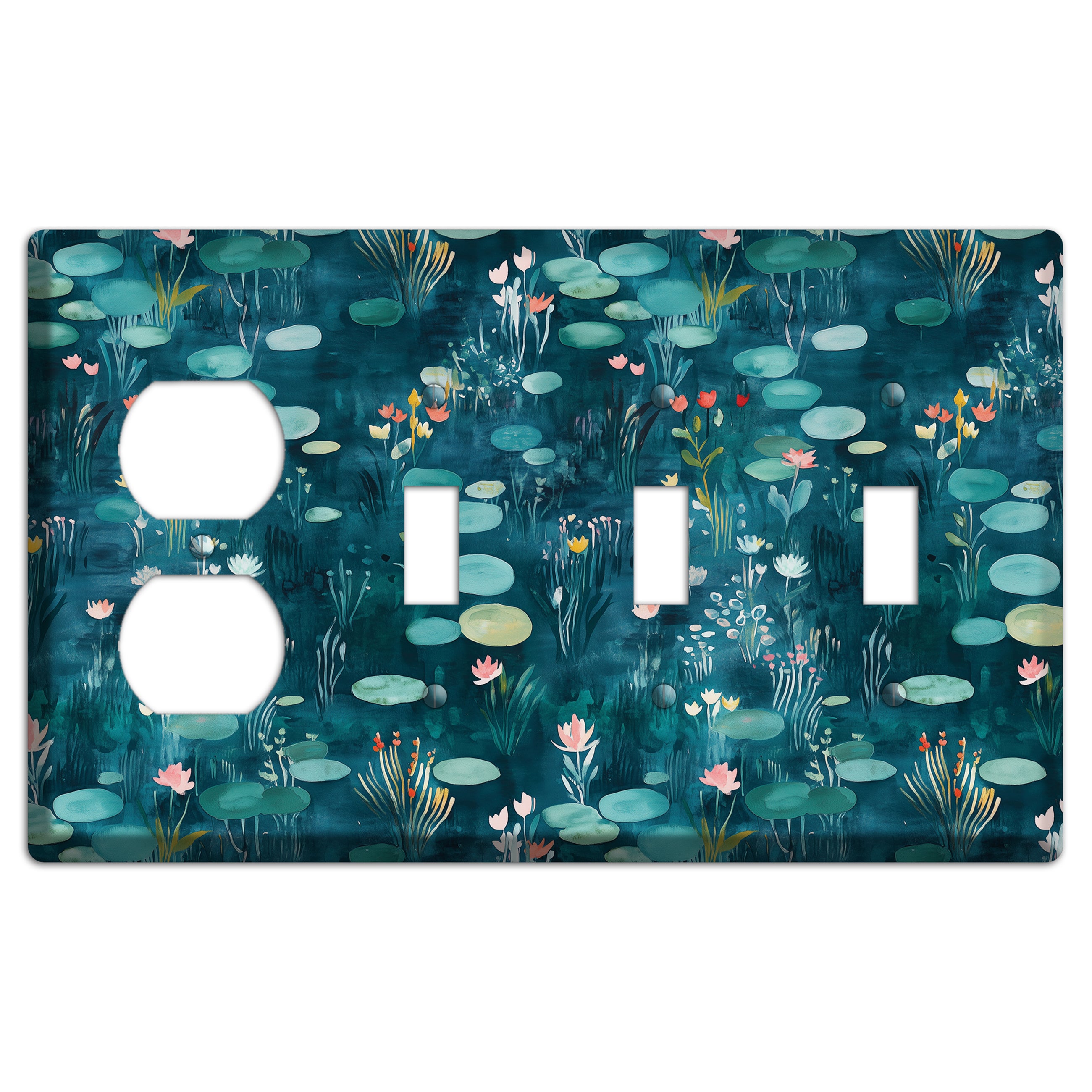 Lily Pond Reverie Duplex / 3 Toggle Wallplate