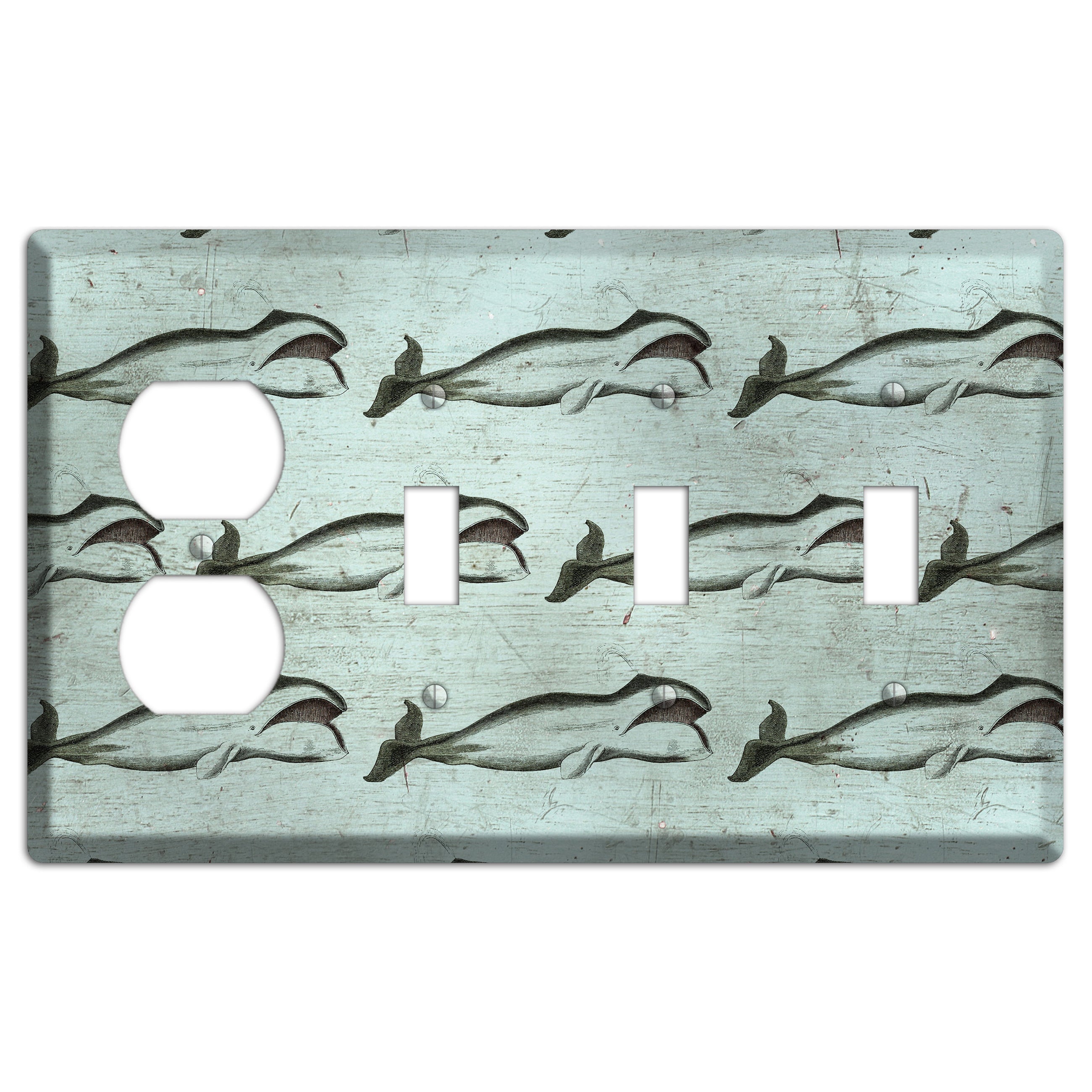 Whale Watch Duplex / 3 Toggle Wallplate