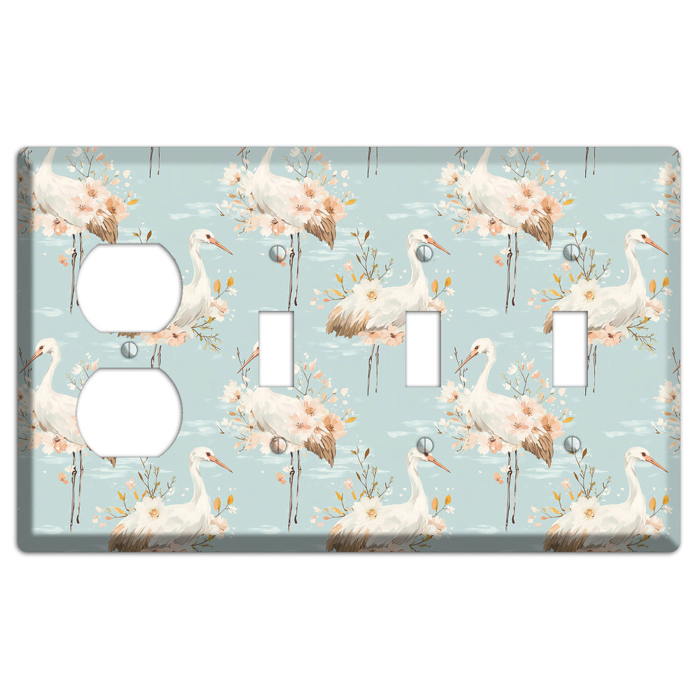 Celadon Crane Reverie Duplex / 3 Toggle Wallplate