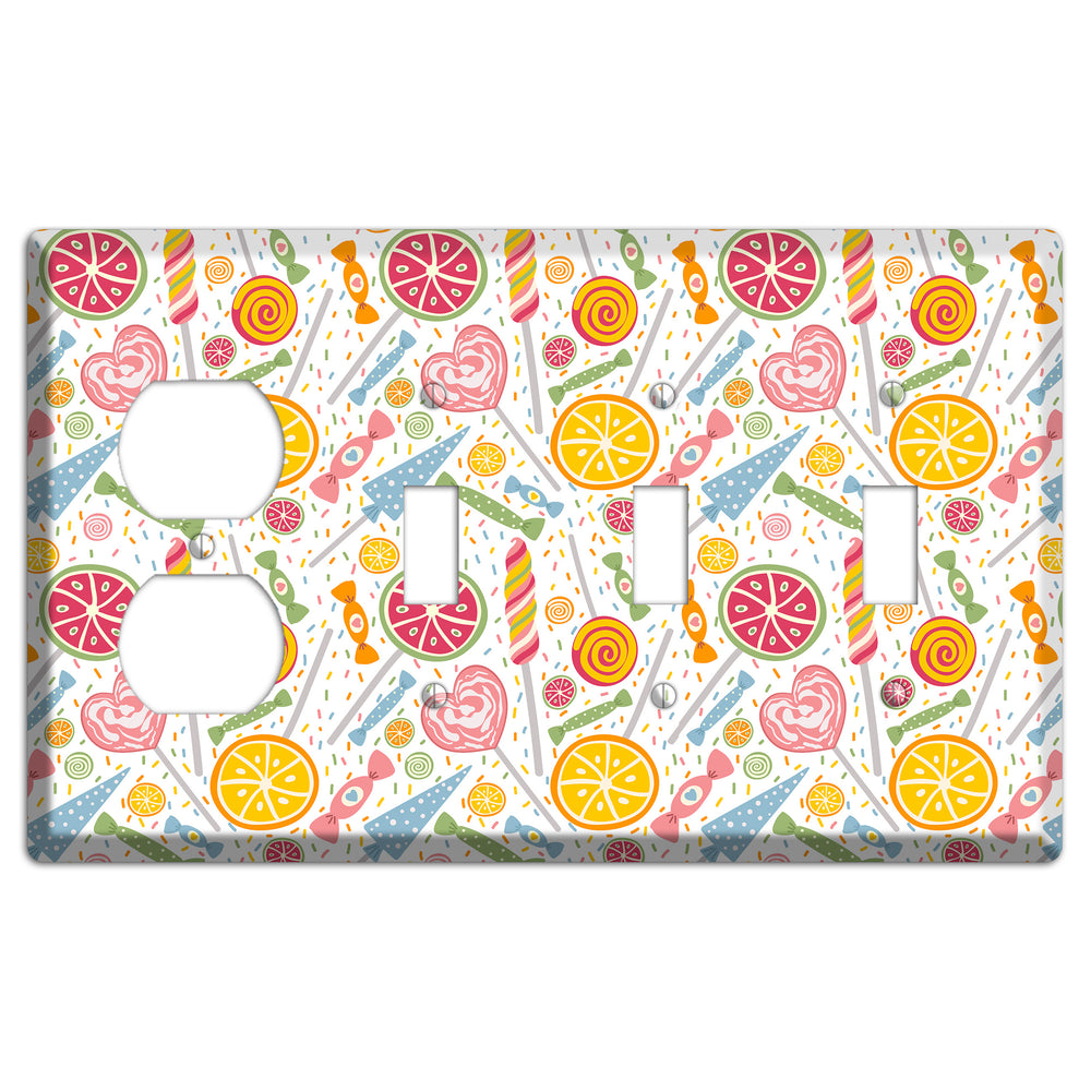 Candy Carnival (White) Duplex / 3 Toggle Wallplate