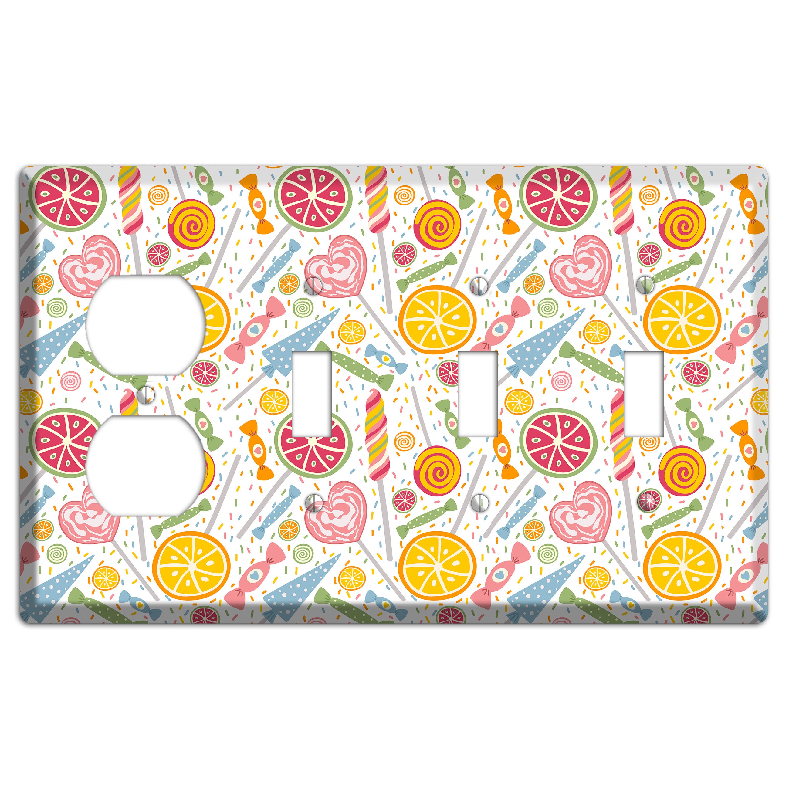 Candy Carnival (White) Duplex / 3 Toggle Wallplate
