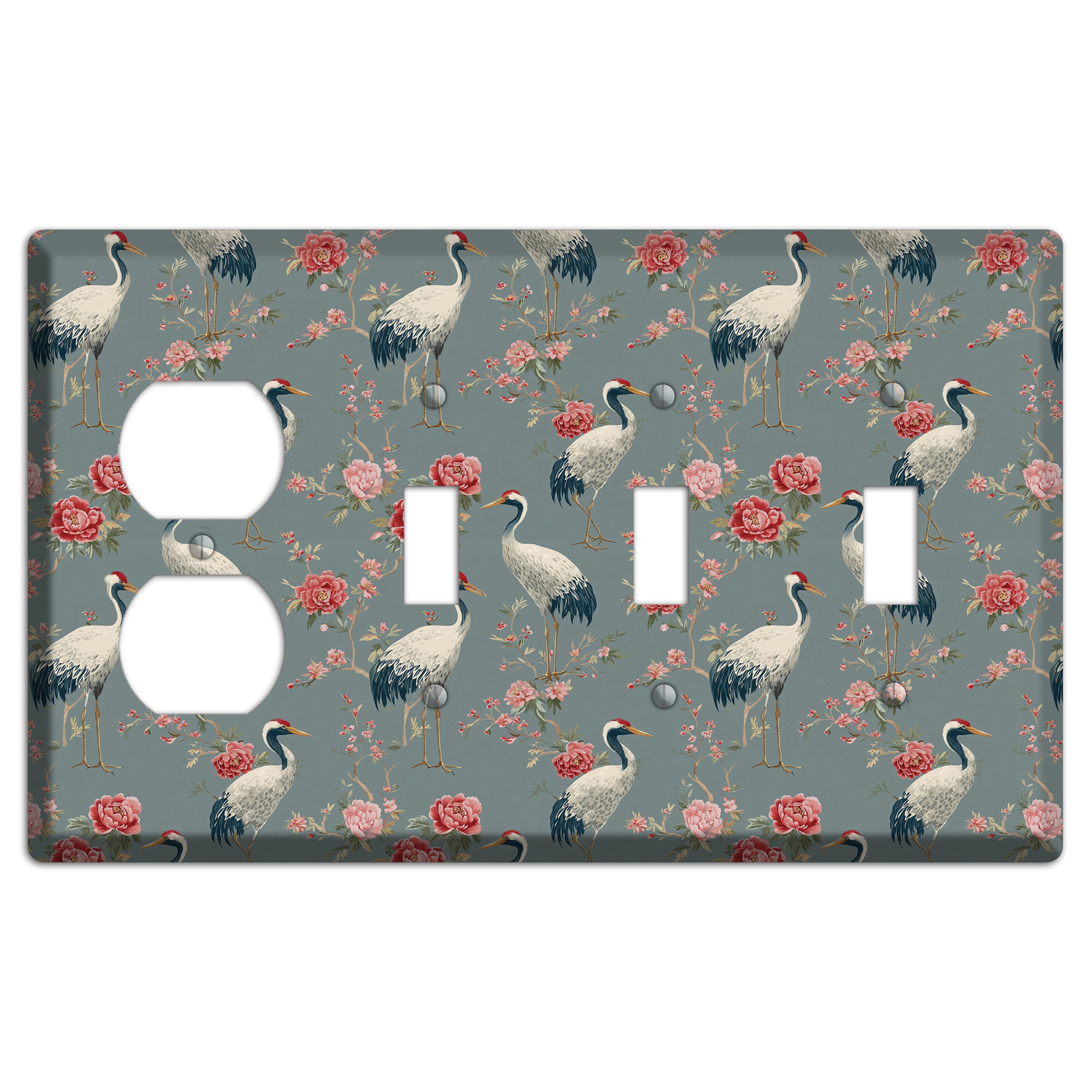 Slate Peony Vigil Duplex / 3 Toggle Wallplate