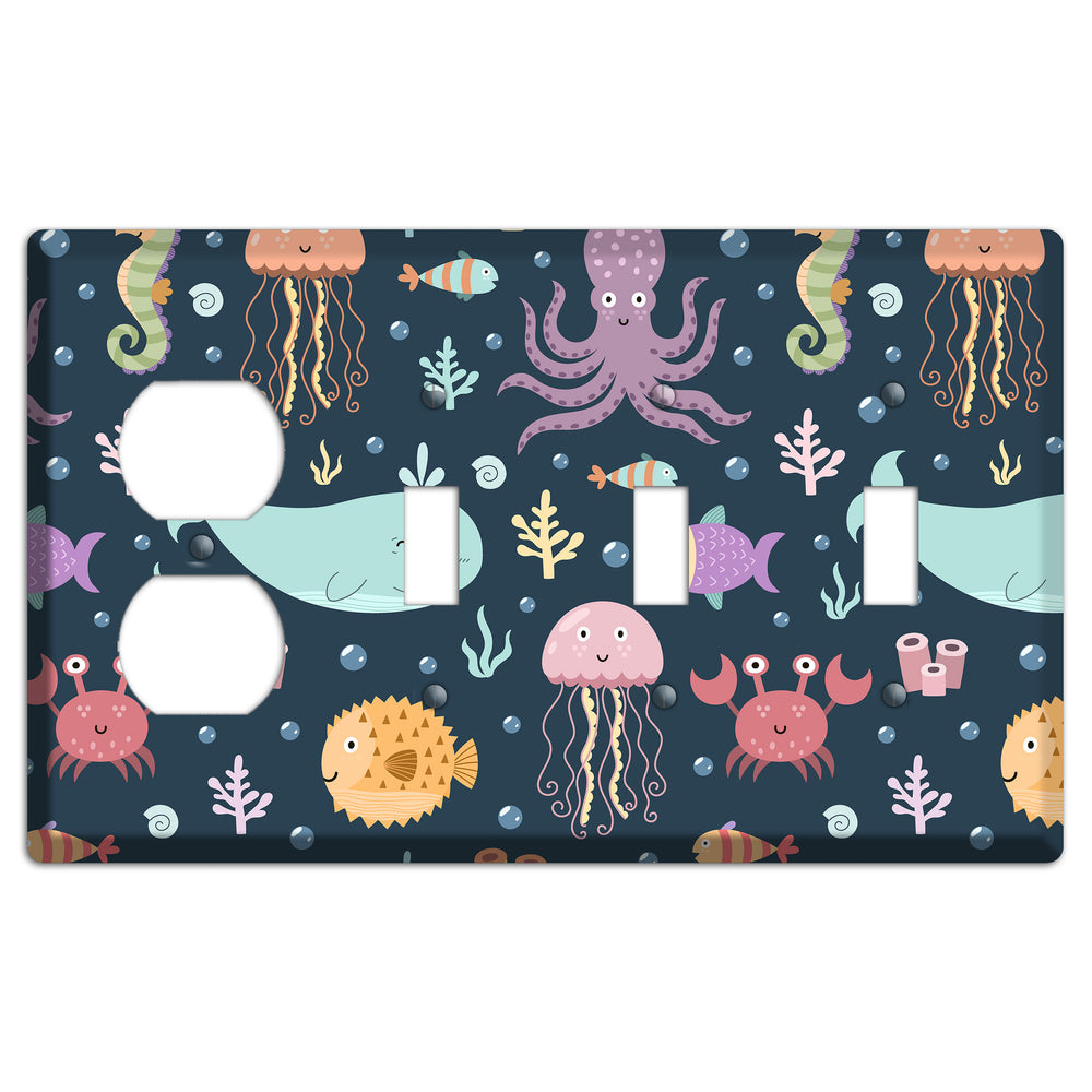 Deep Sea Cuties Duplex / 3 Toggle Wallplate