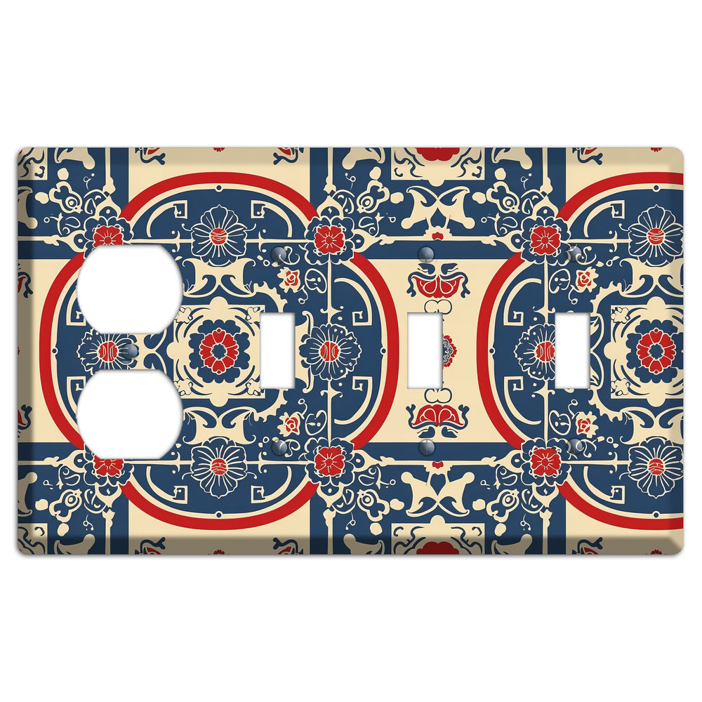Imperial Medallion Court Duplex / 3 Toggle Wallplate