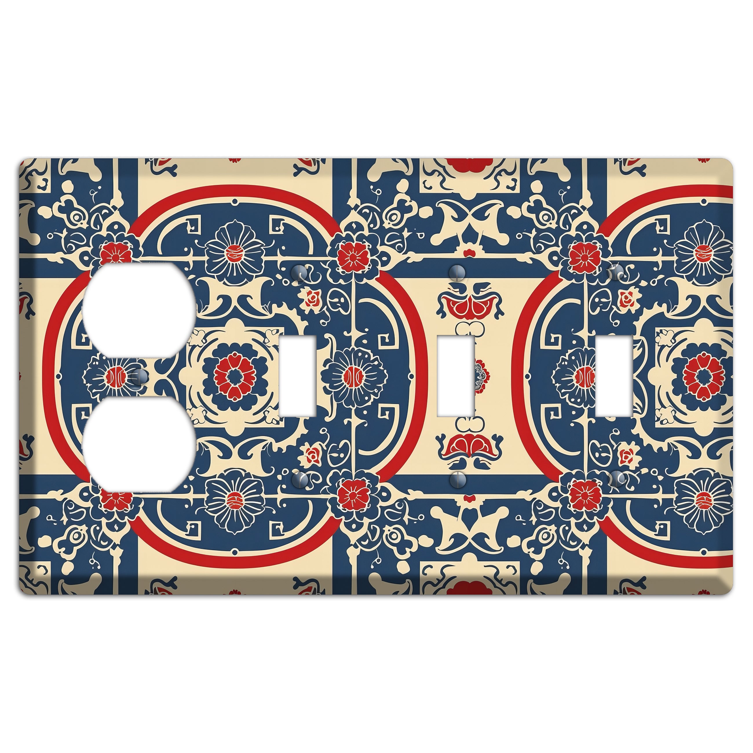 Imperial Medallion Court Duplex / 3 Toggle Wallplate