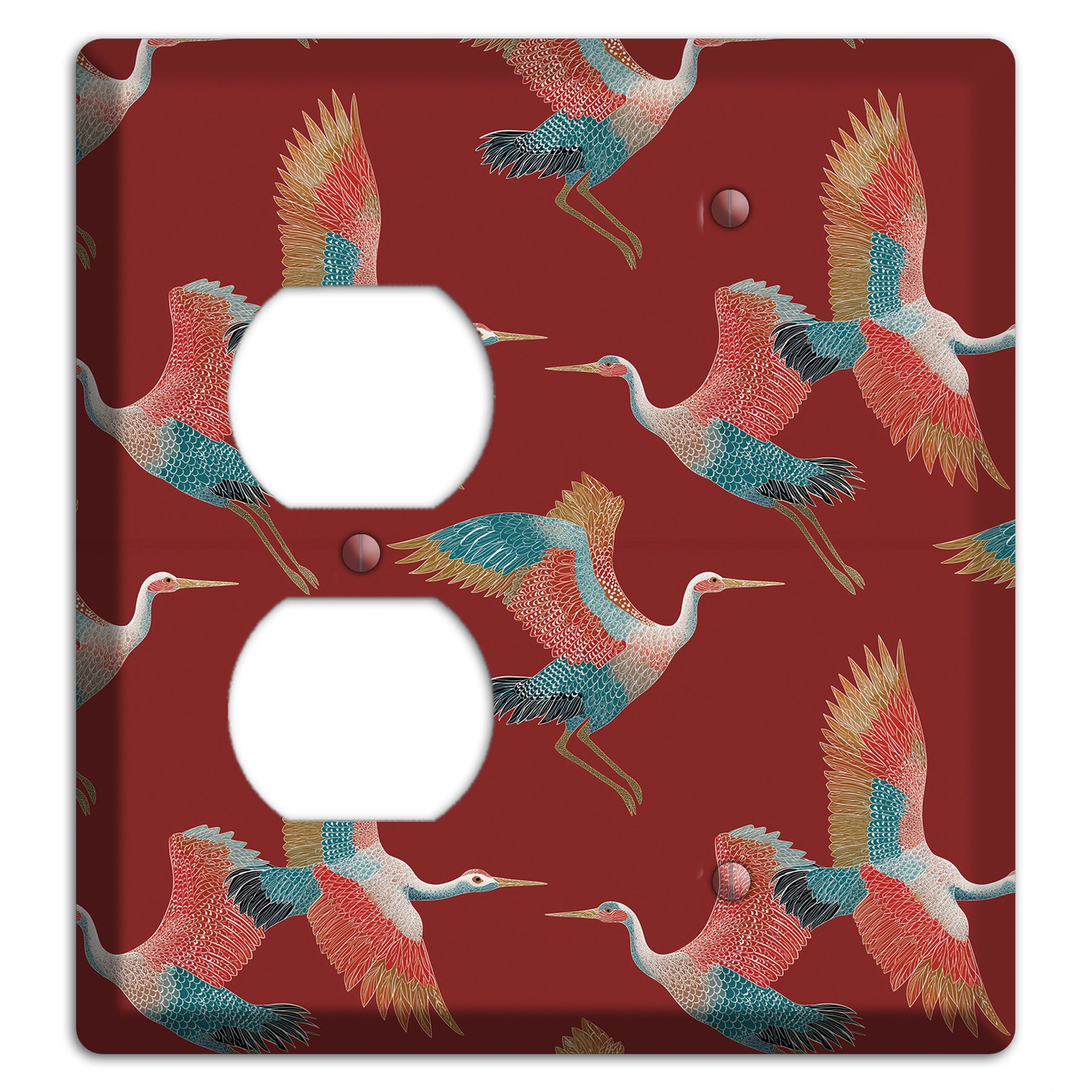 Crimson Heron Dance Duplex / Blank Wallplate