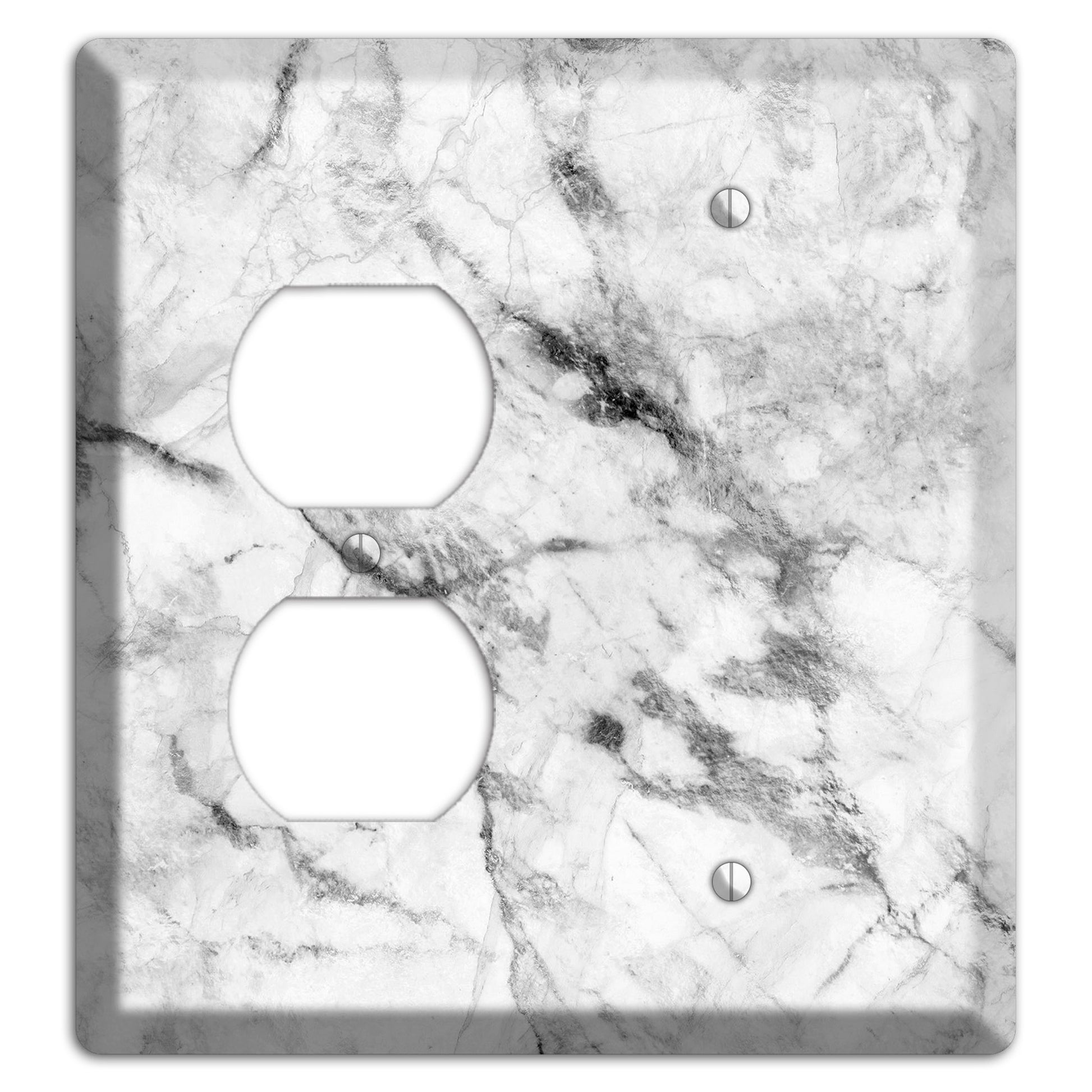 White and Gray Marble Duplex / Blank Wallplate