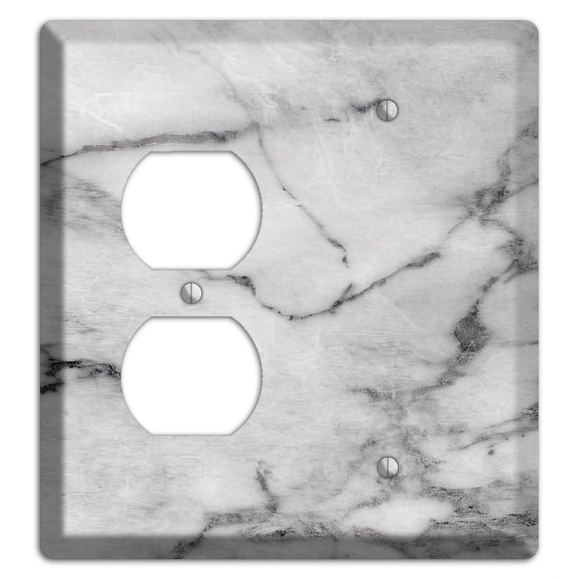 Gray and White Marble Duplex / Blank Wallplate
