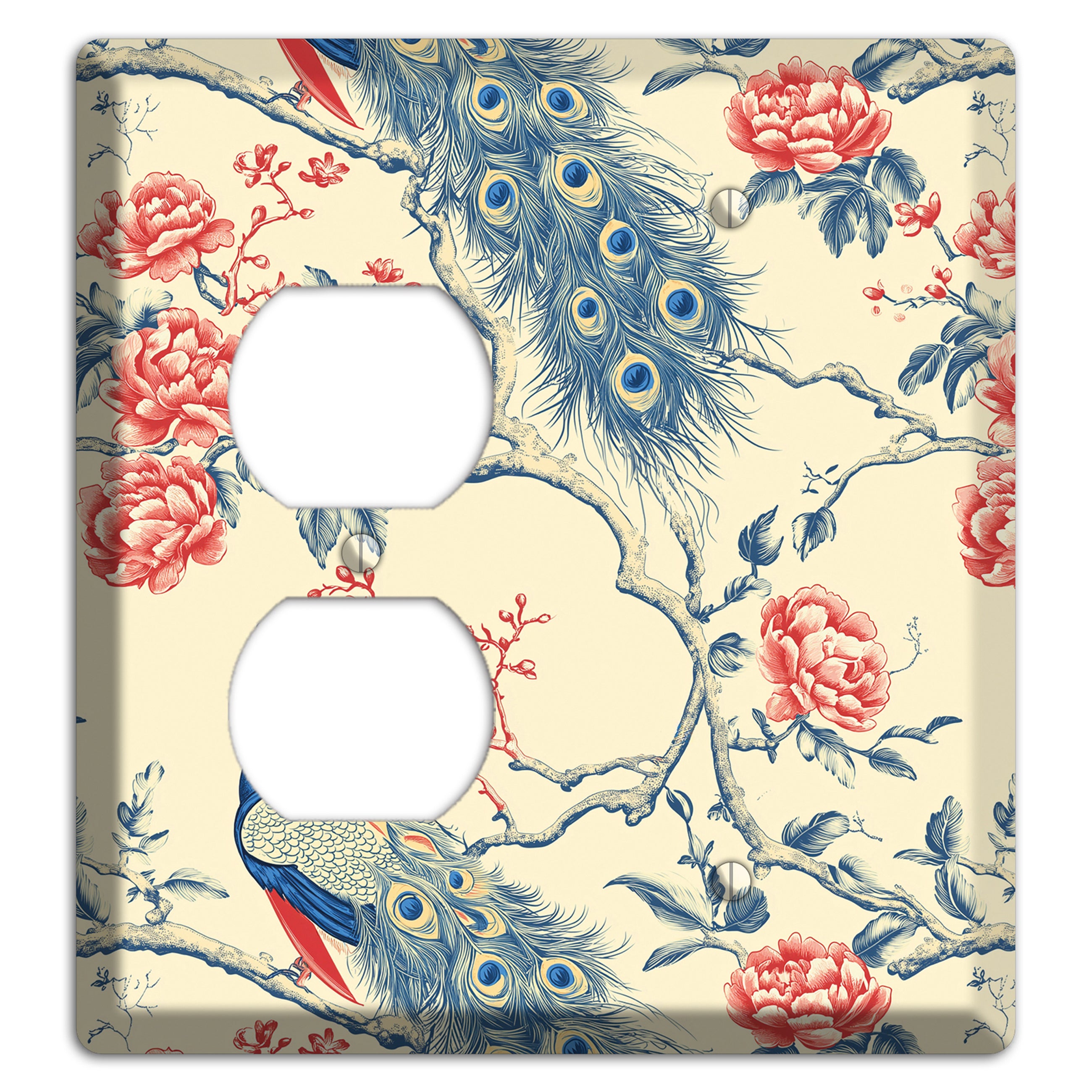 Peacock & Peony Duplex / Blank Wallplate