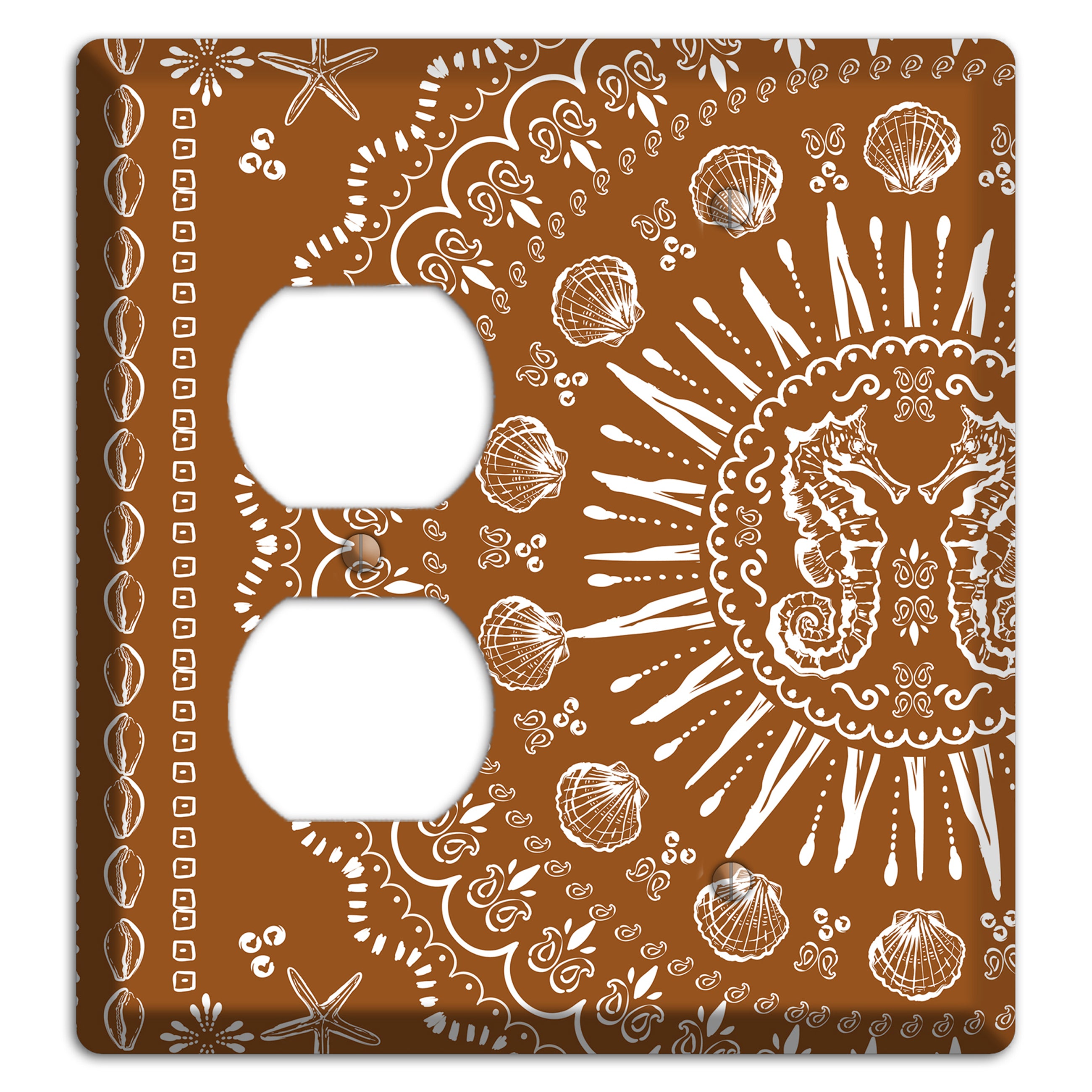 Russet Seahorse Mandala Duplex / Blank Wallplate