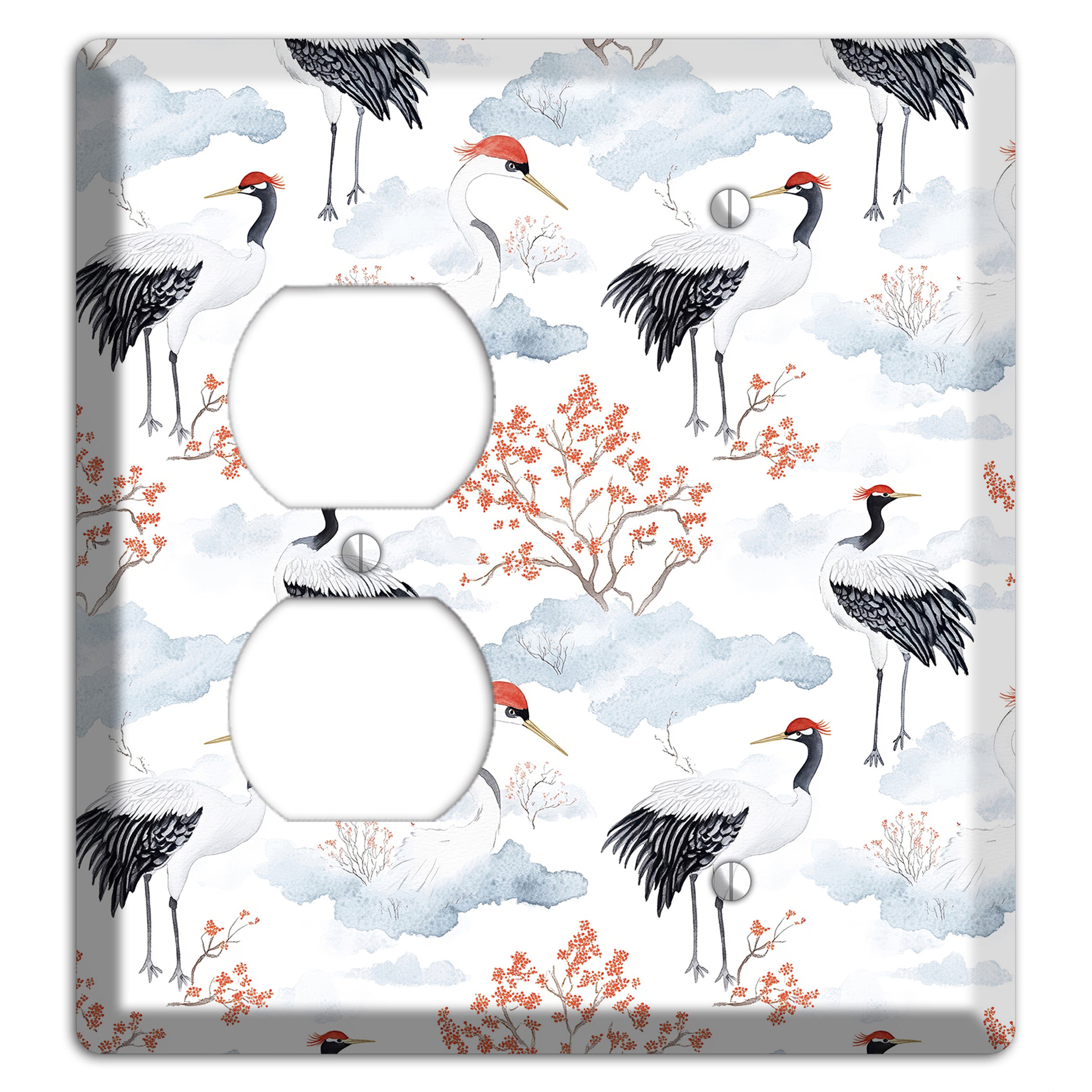 Crimson Crown Cranes Duplex / Blank Wallplate