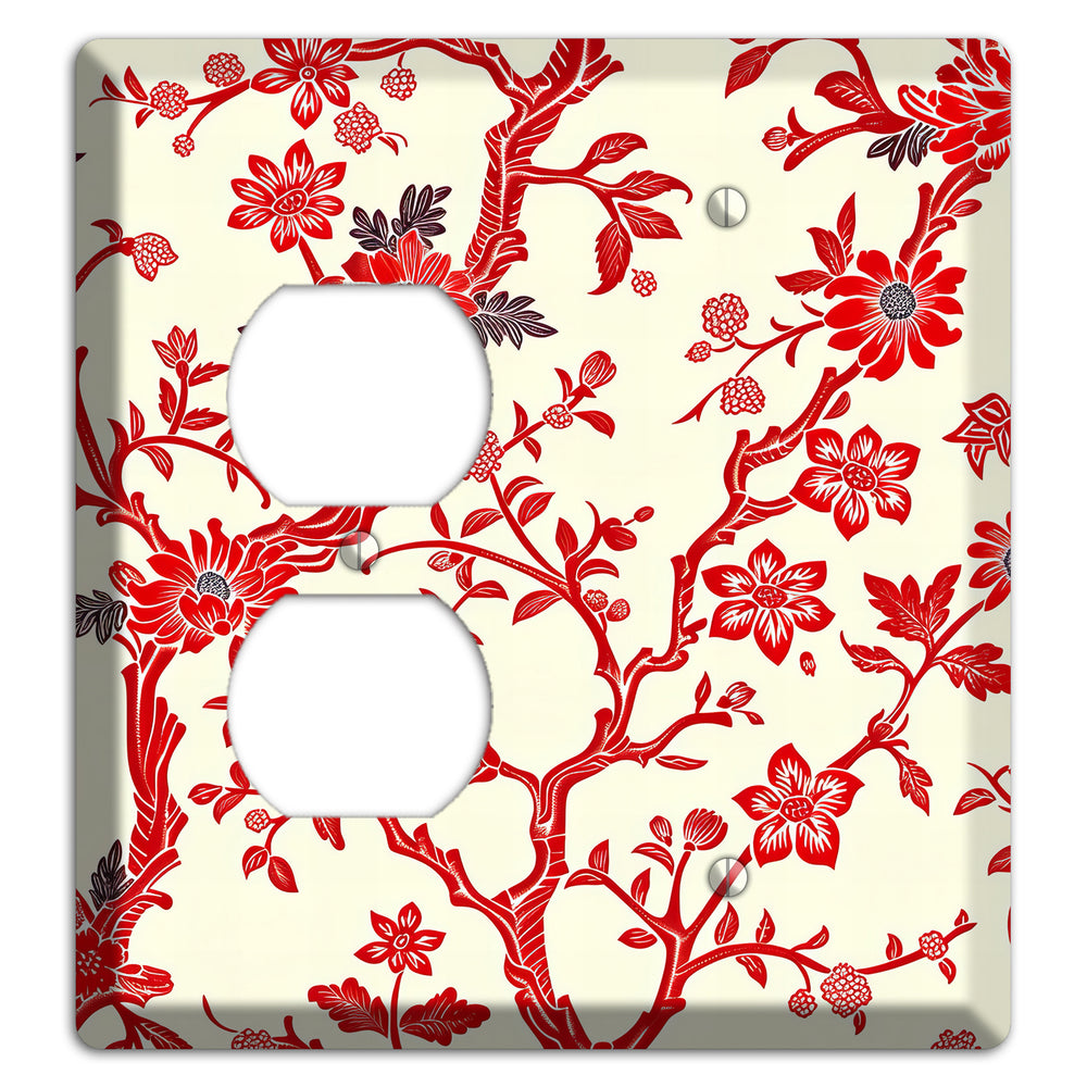Crimson Branch & Bloom Duplex / Blank Wallplate