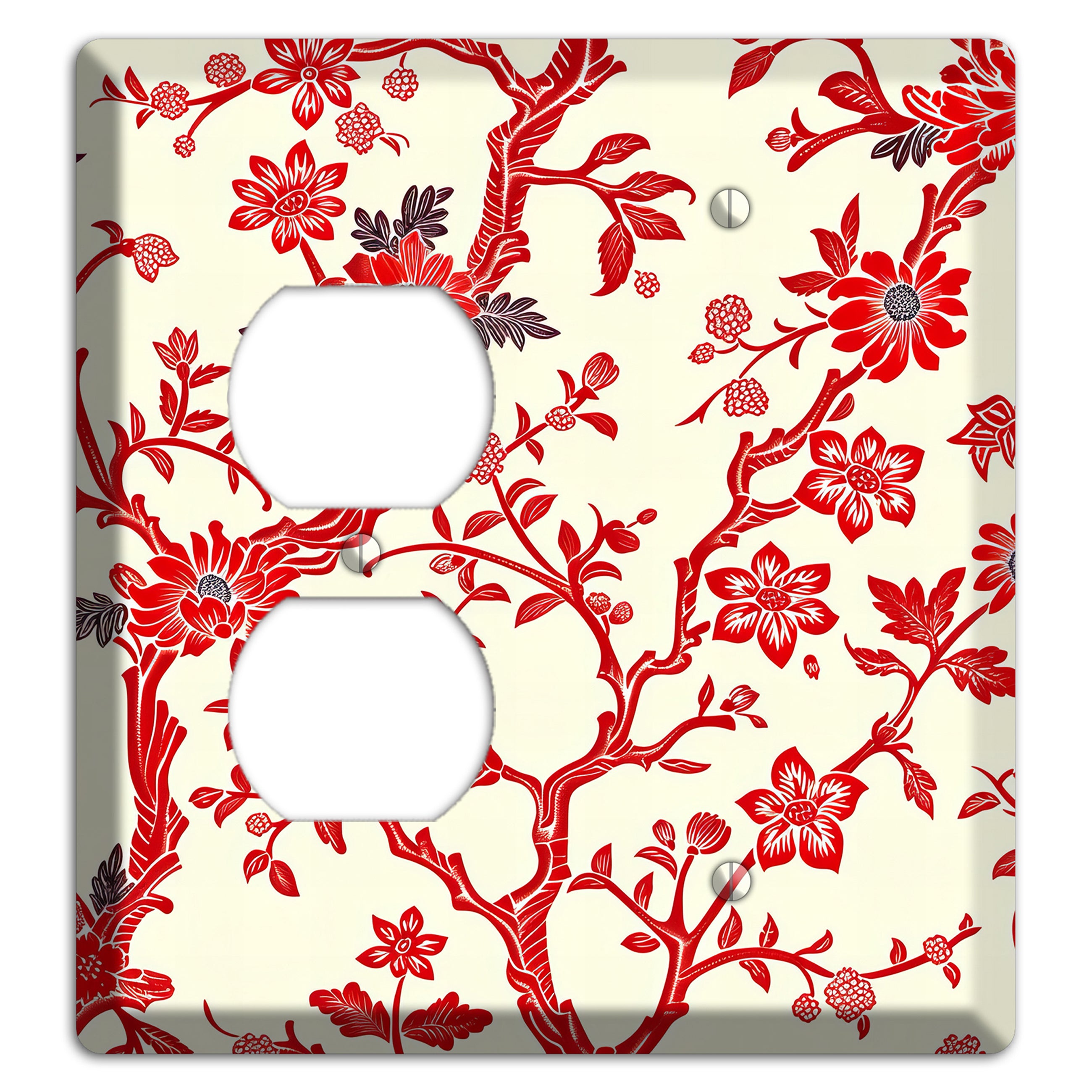 Crimson Branch & Bloom Duplex / Blank Wallplate