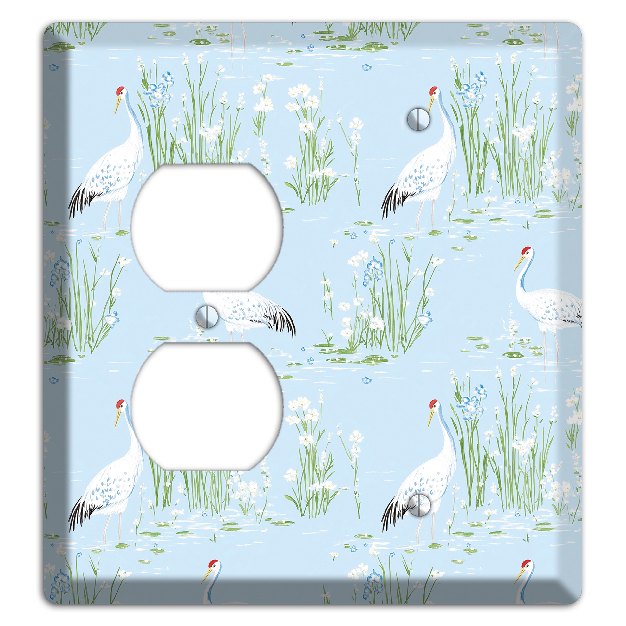 Azure Crane Sanctuary Duplex / Blank Wallplate