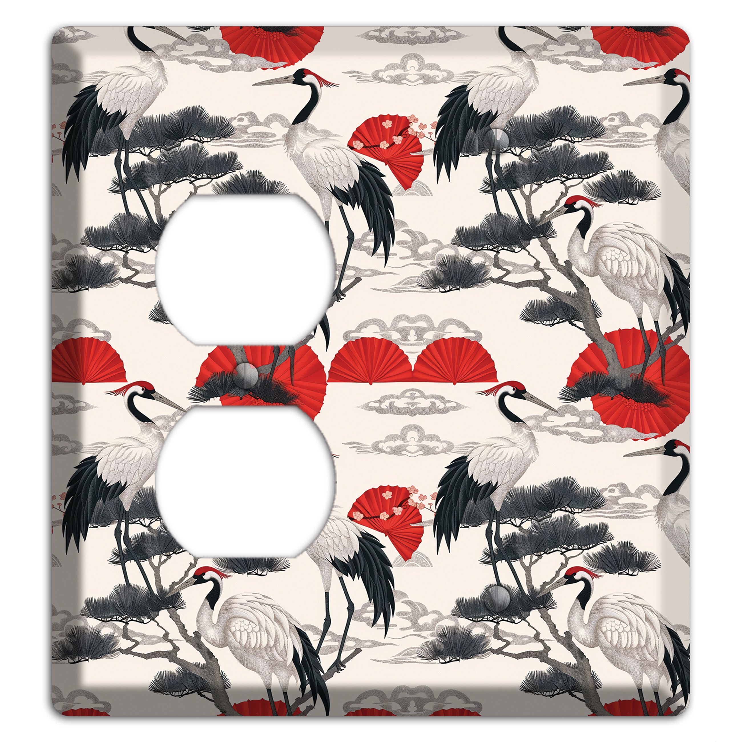 Crimson Fan & Pine Duplex / Blank Wallplate