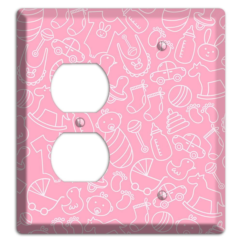 Line Art Baby Pink Duplex / Blank Wallplate