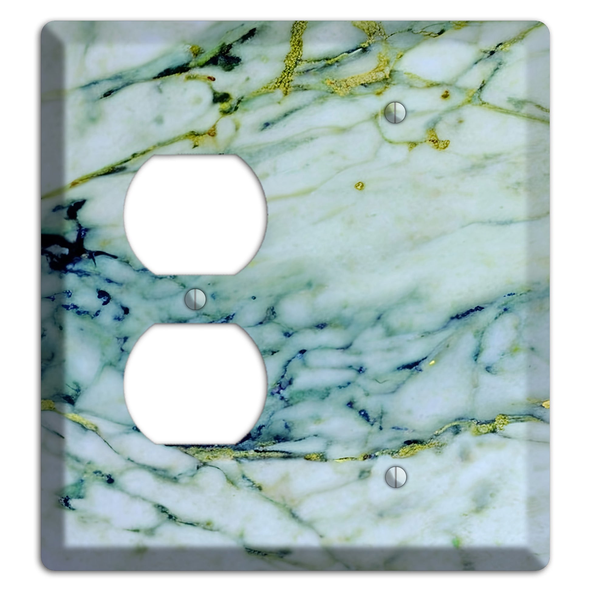 White, Green and Blue Marble Duplex / Blank Wallplate