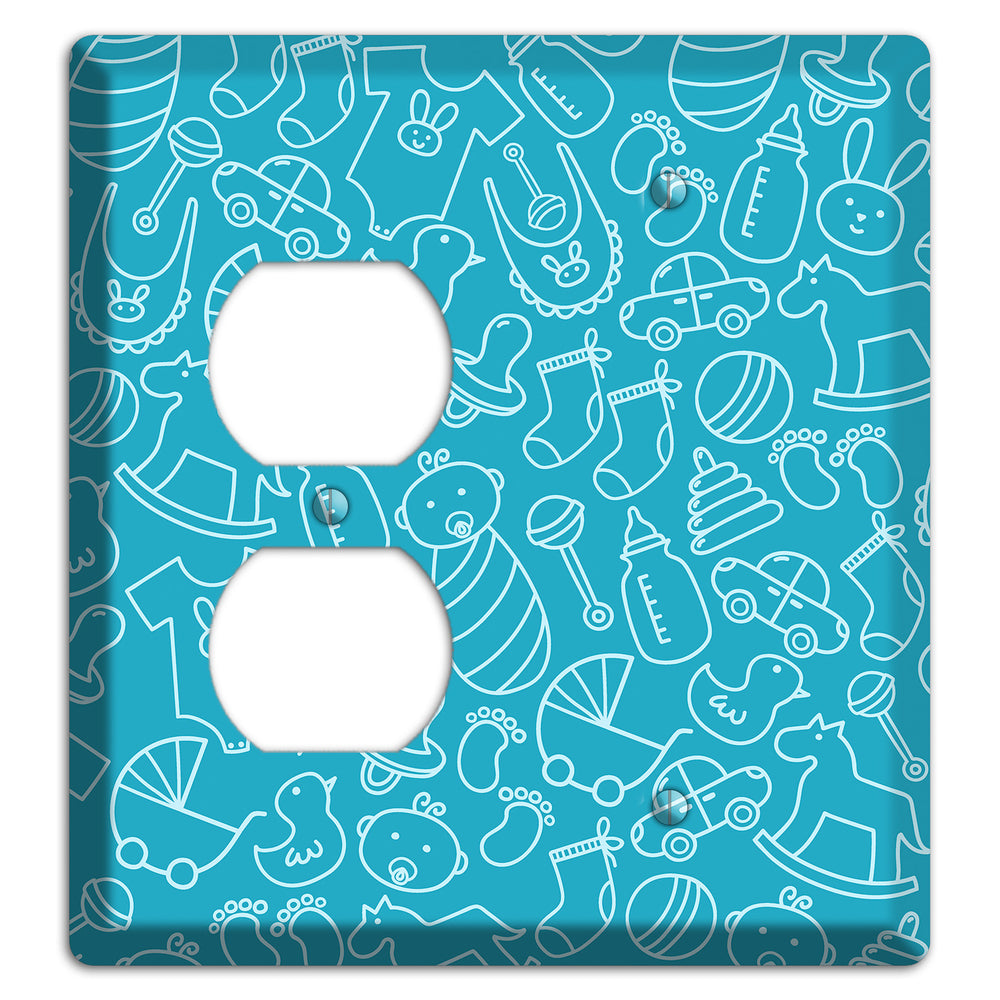 Line Art Baby Blue Duplex / Blank Wallplate