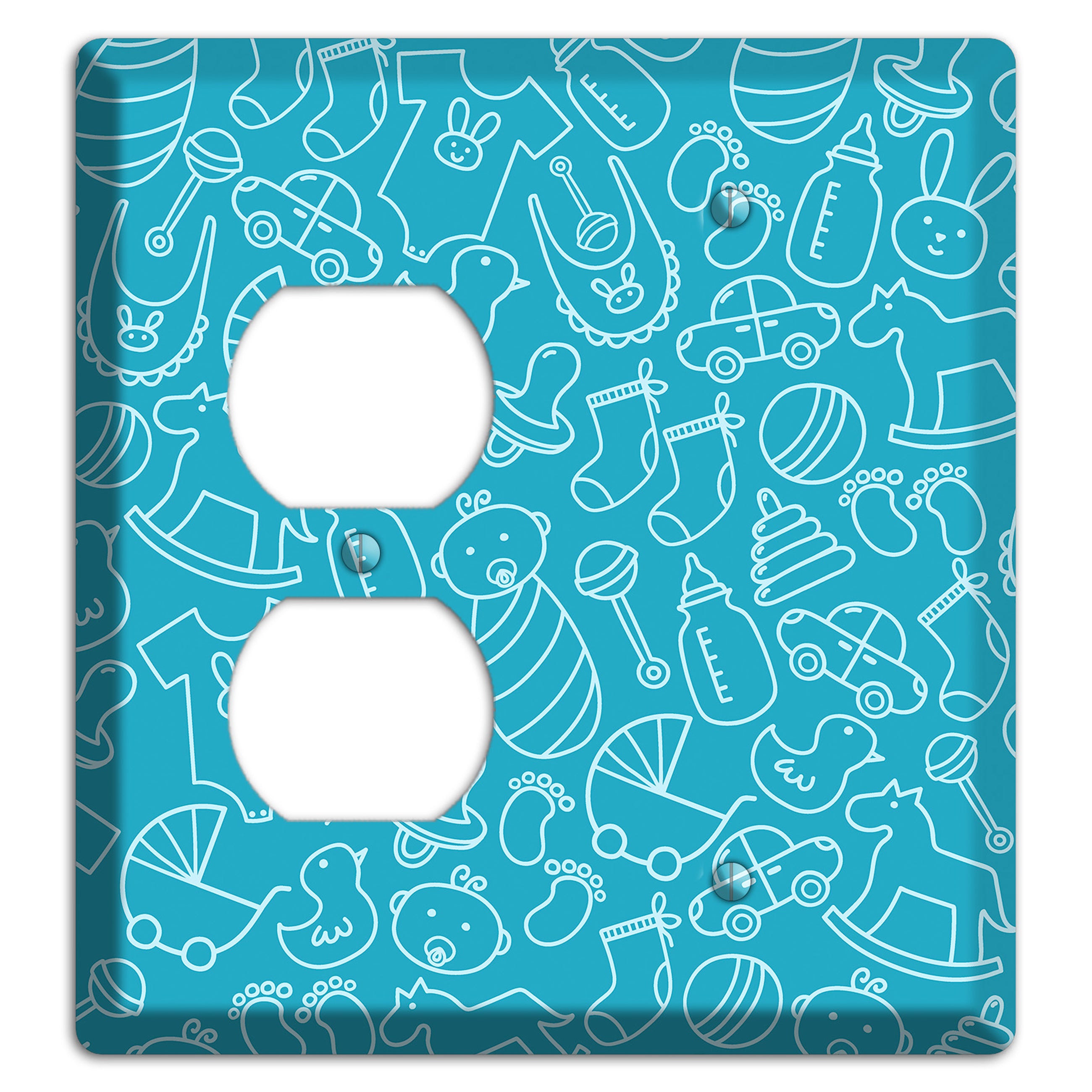 Line Art Baby Blue Duplex / Blank Wallplate