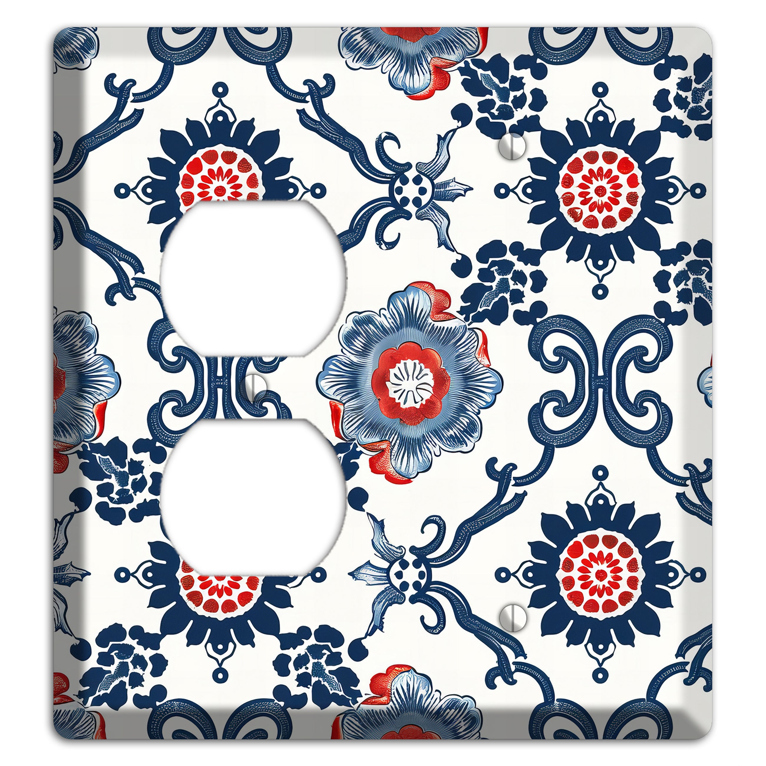 Indigo Court Florals Duplex / Blank Wallplate