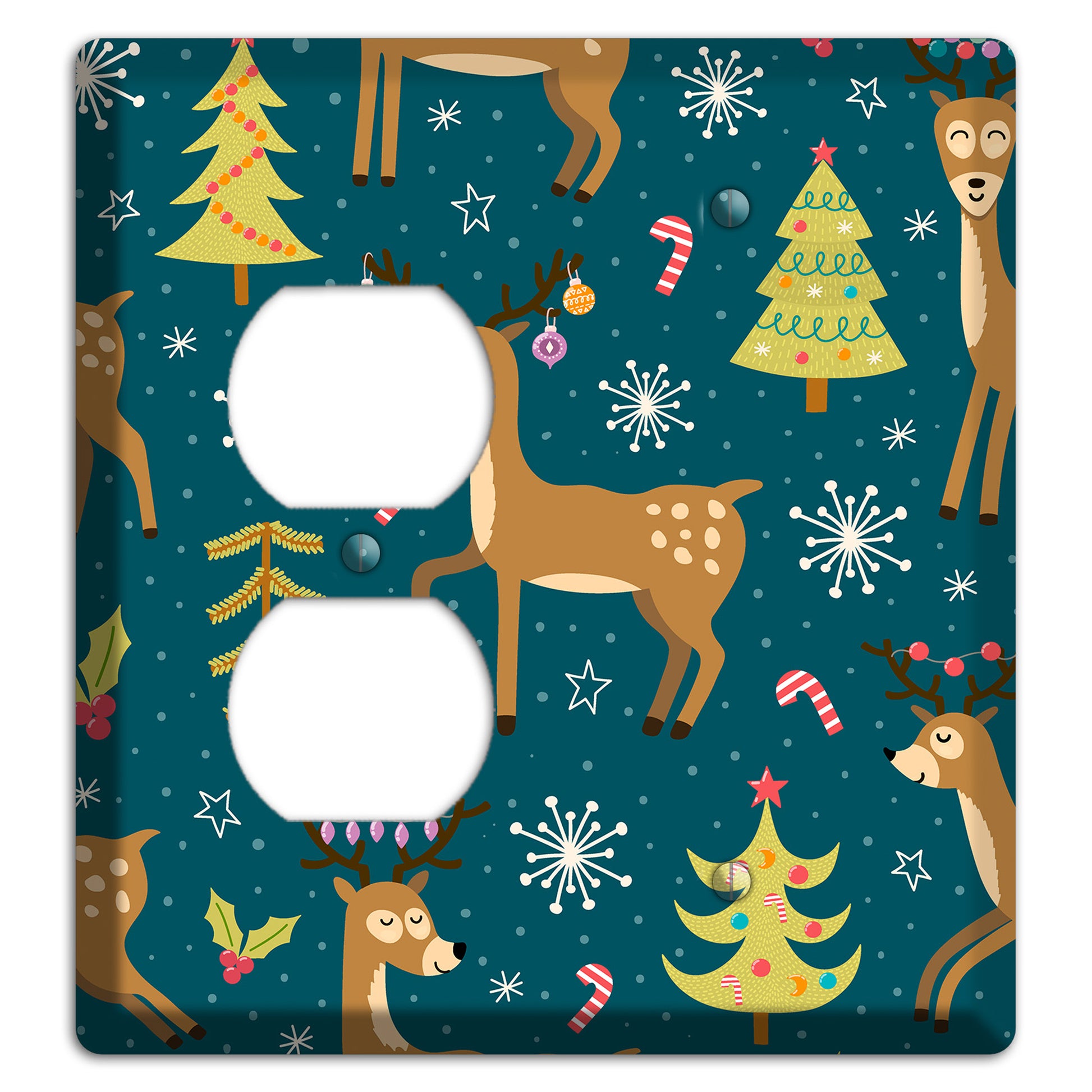 Reindeer Parade (Teal) Duplex / Blank Wallplate