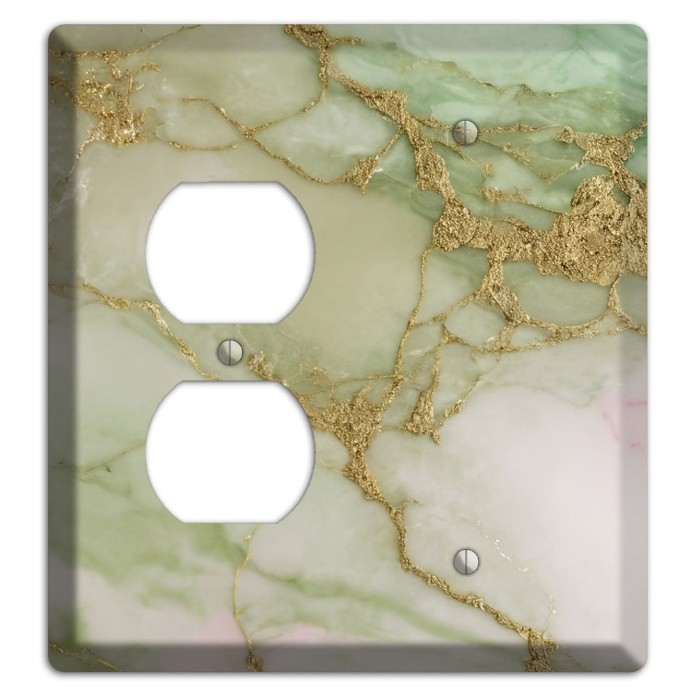 Swamp Green Marble Duplex / Blank Wallplate
