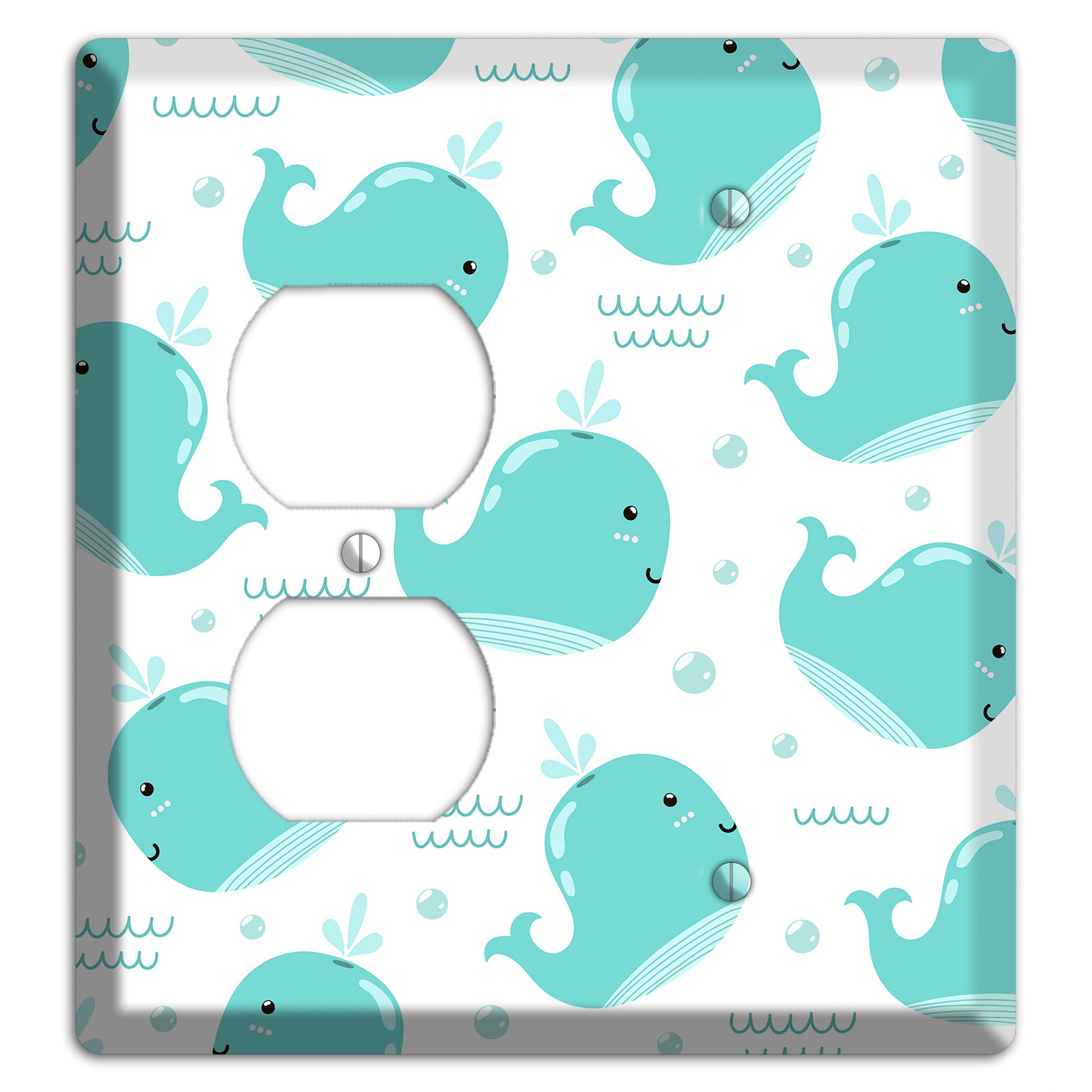 Happy Whales (White) Duplex / Blank Wallplate
