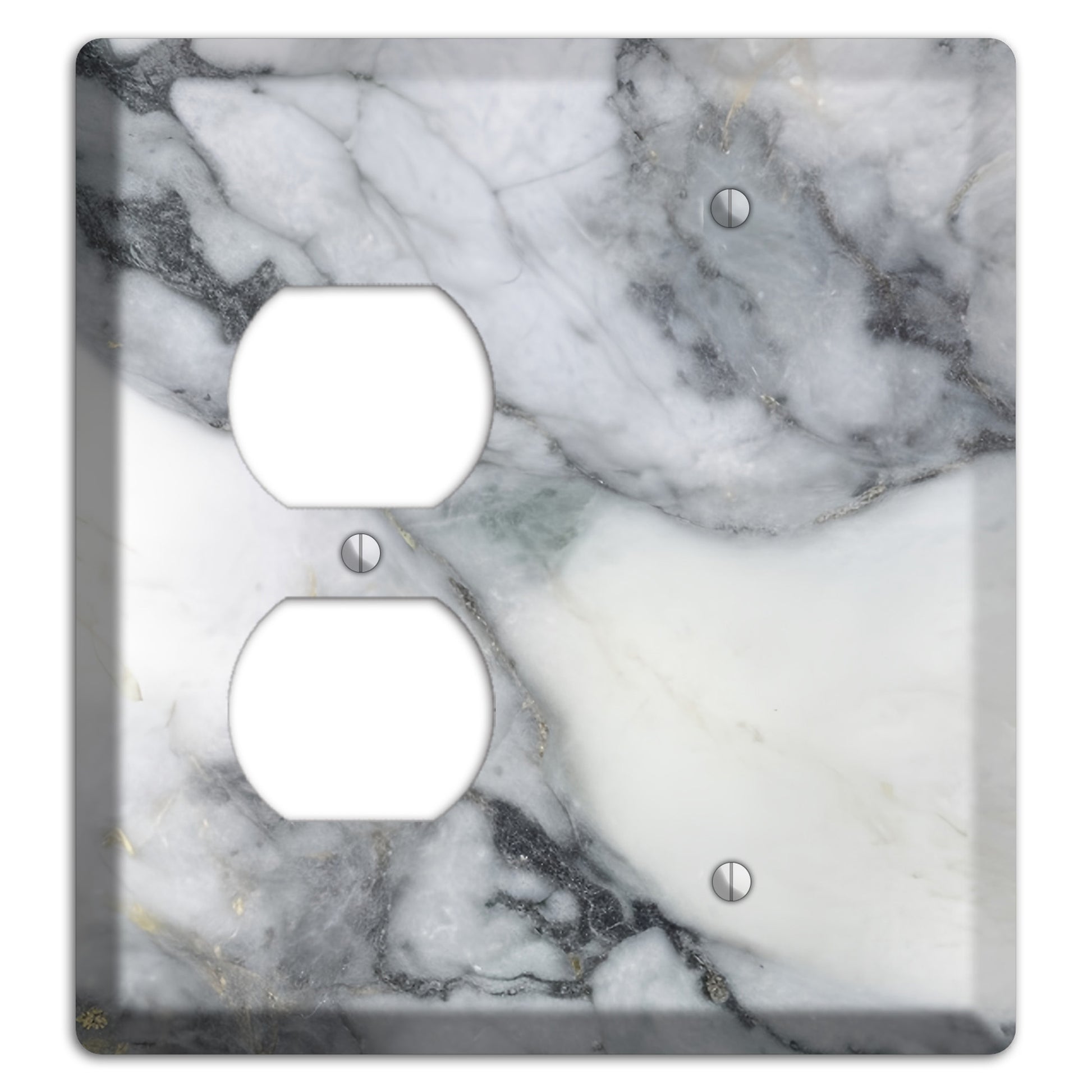 White and Grey Marble Duplex / Blank Wallplate