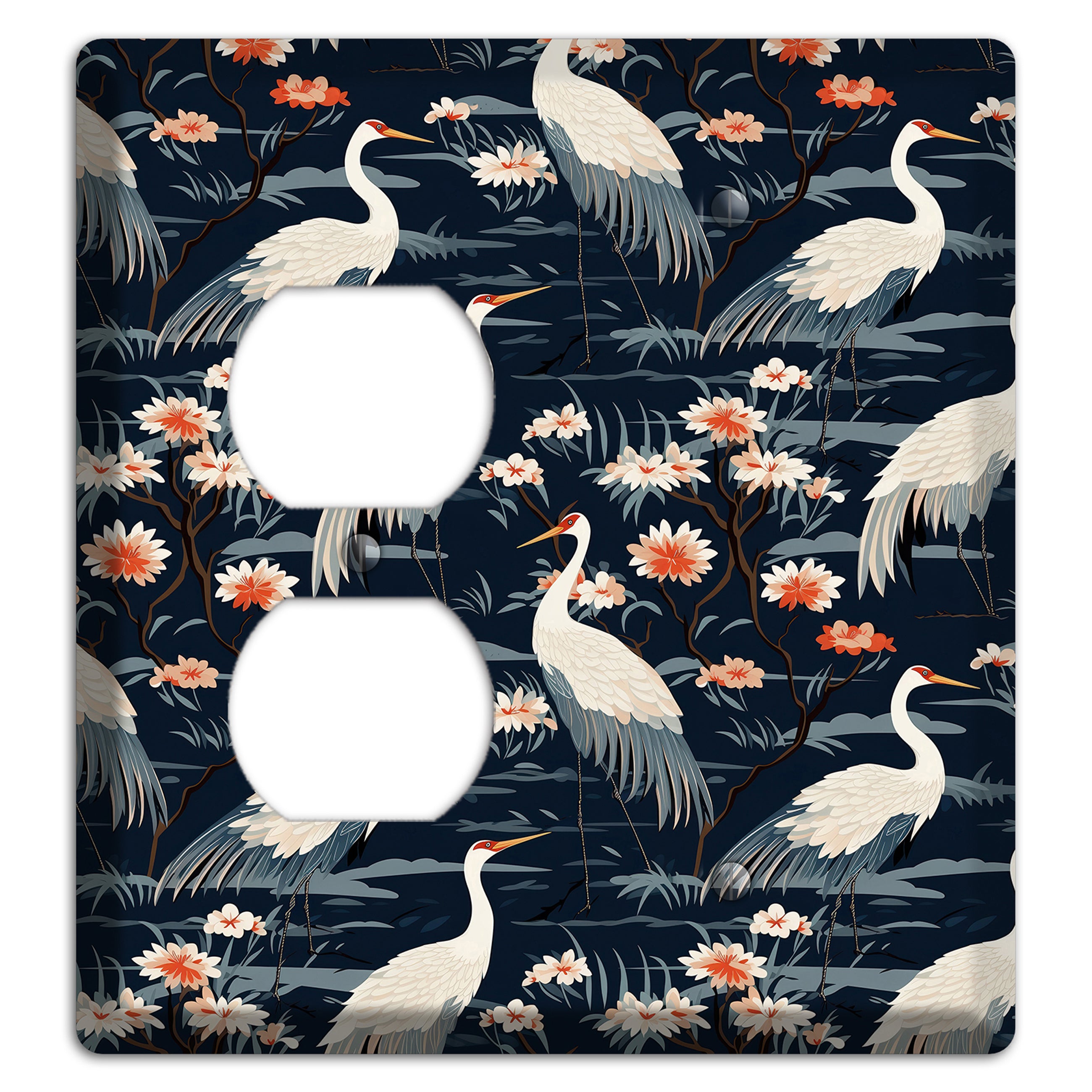 Navy Heron Nocturne Duplex / Blank Wallplate