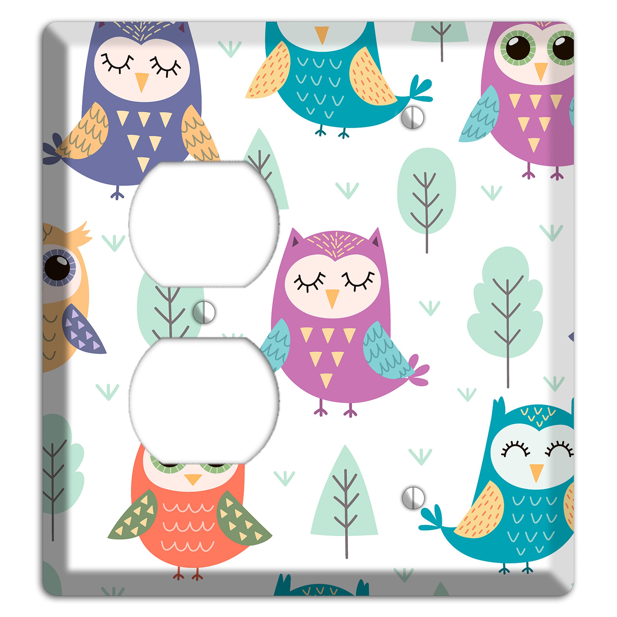 Dreamy Owls (White) Duplex / Blank Wallplate