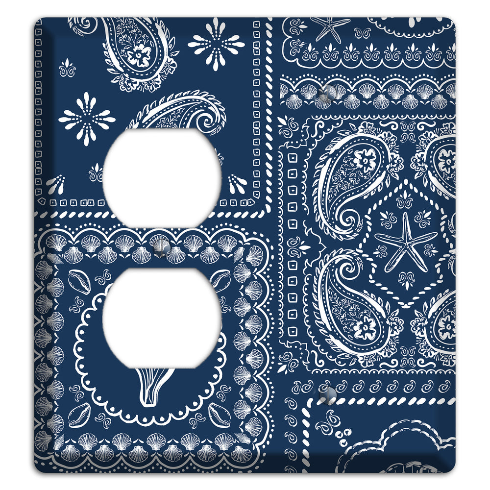 Navy Paisley Patchwork Duplex / Blank Wallplate