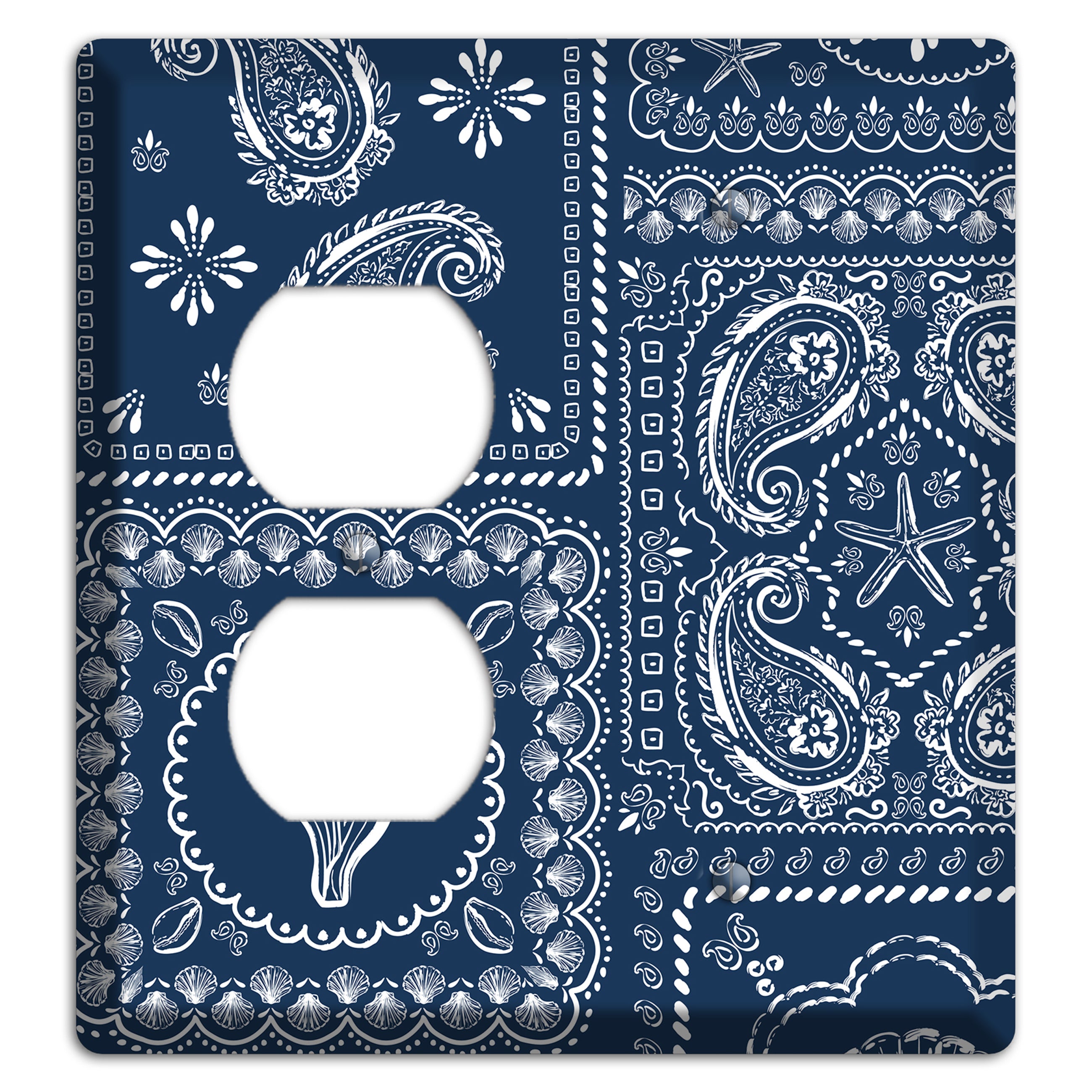 Navy Paisley Patchwork Duplex / Blank Wallplate